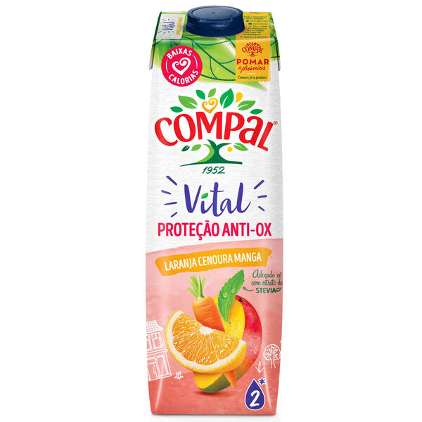 Néctar Laranja, Cenoura e Manga com Stevia Compal Vital Anti-ox
