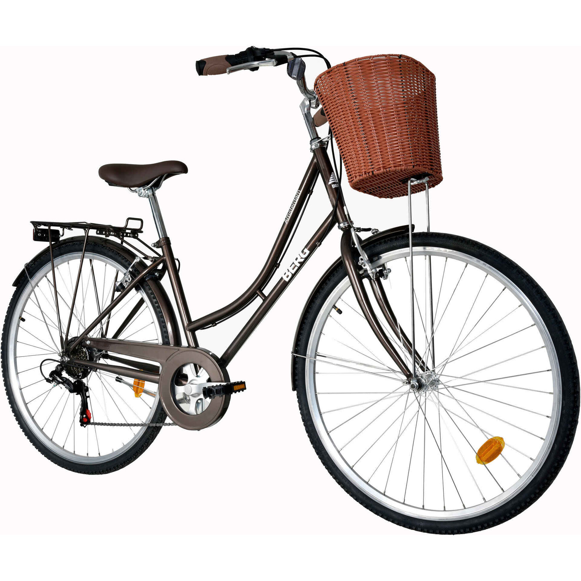 Bicicleta Adulto com Cesto Amsterdam Roda 28'' 6V Preta