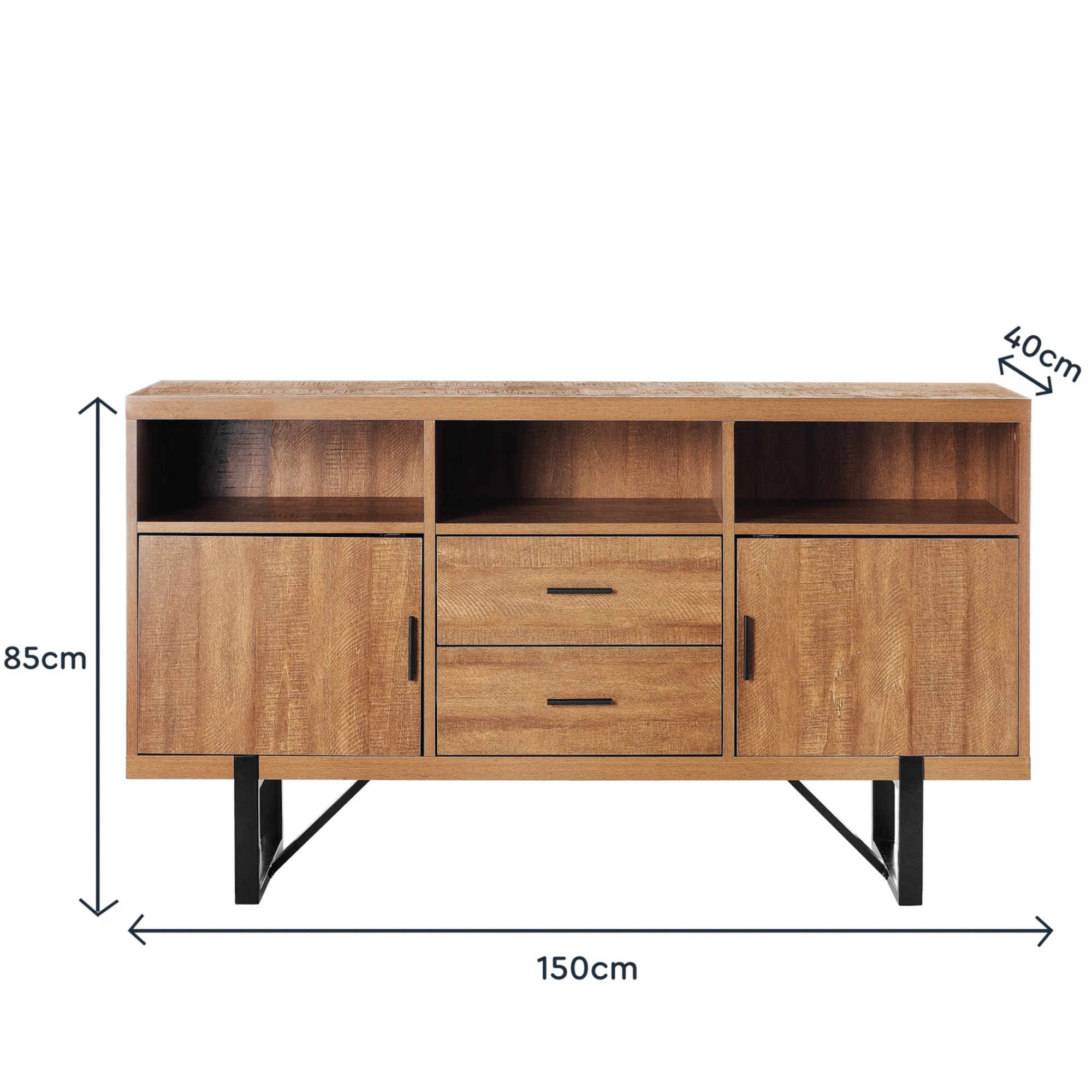 Aparador com Portas e Gavetas 150x40x85cm Nordic