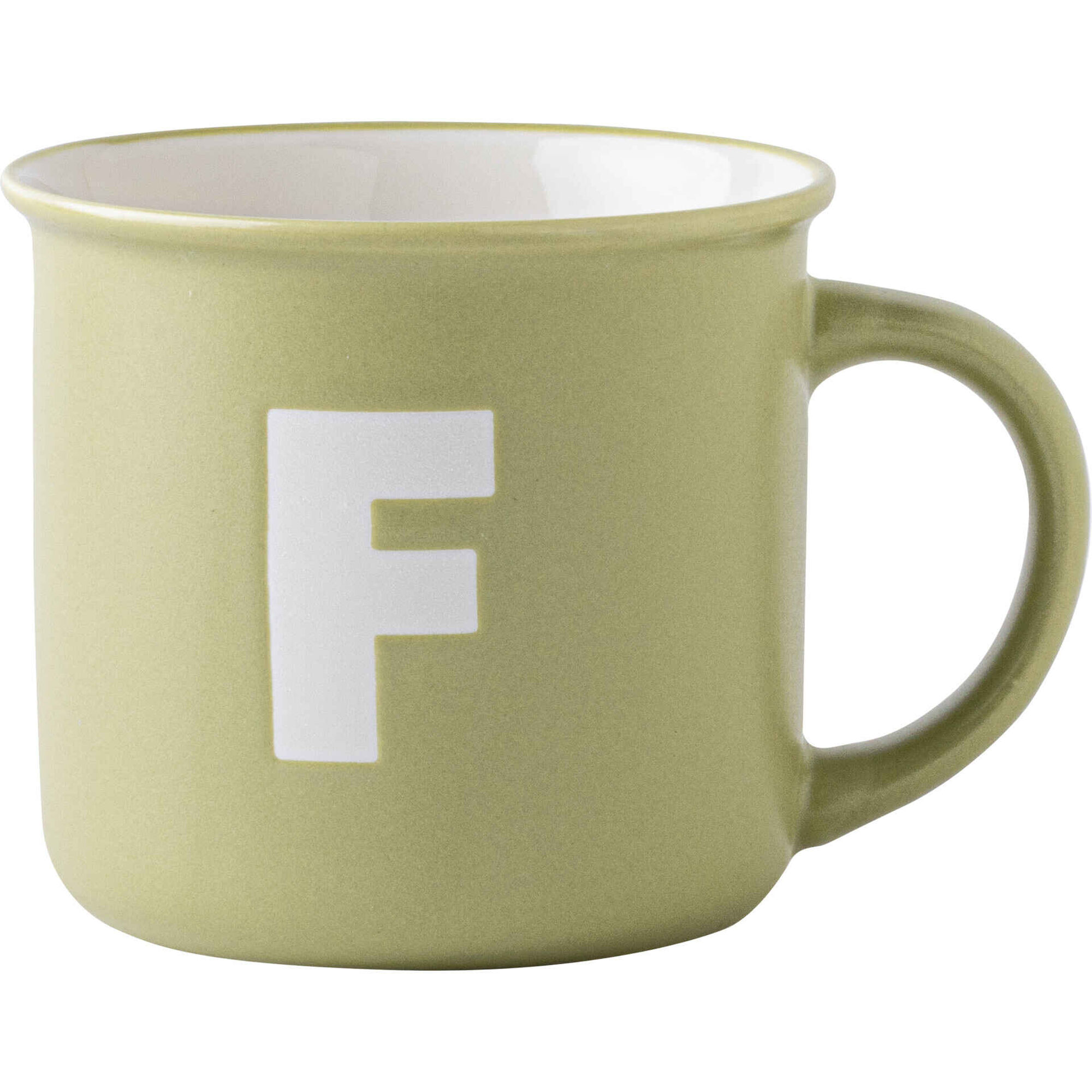 Caneca 360ml Letra F Verde Claro Kasa