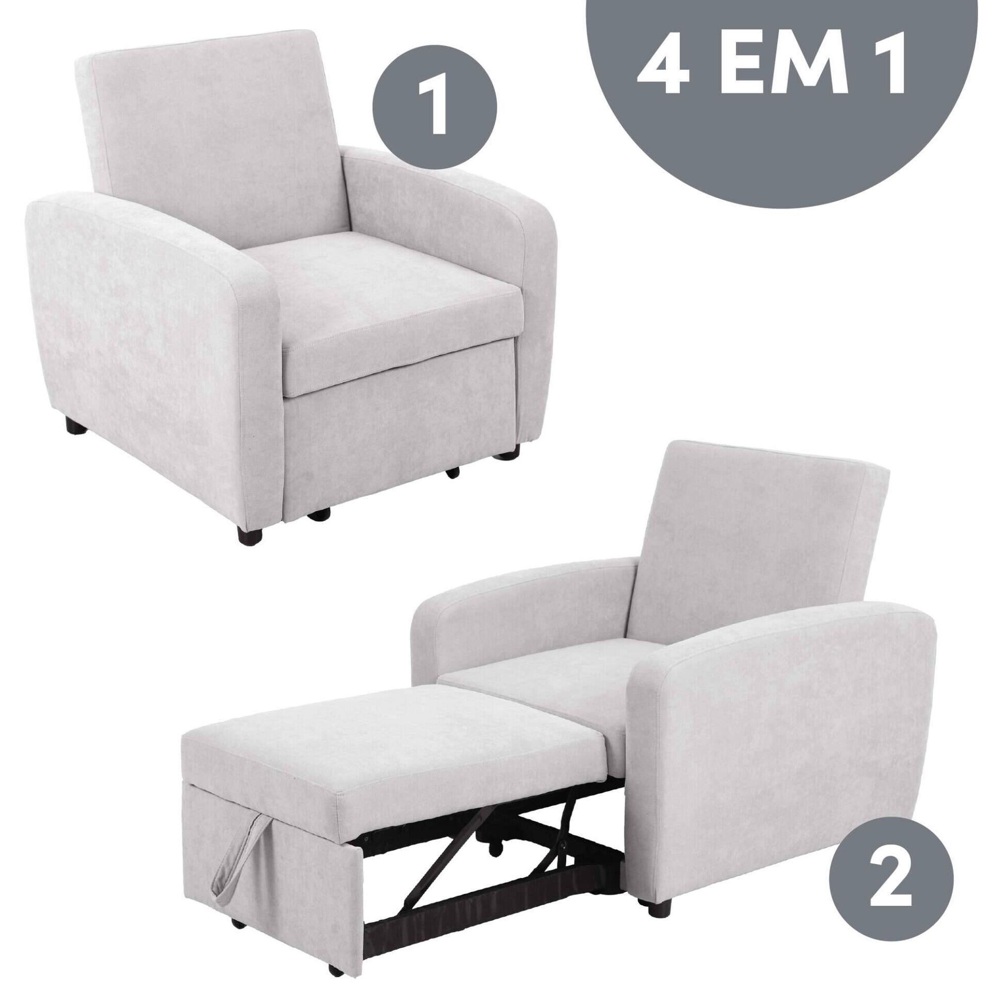 Poltrona Cama 4 em 1 Cinza Kasa