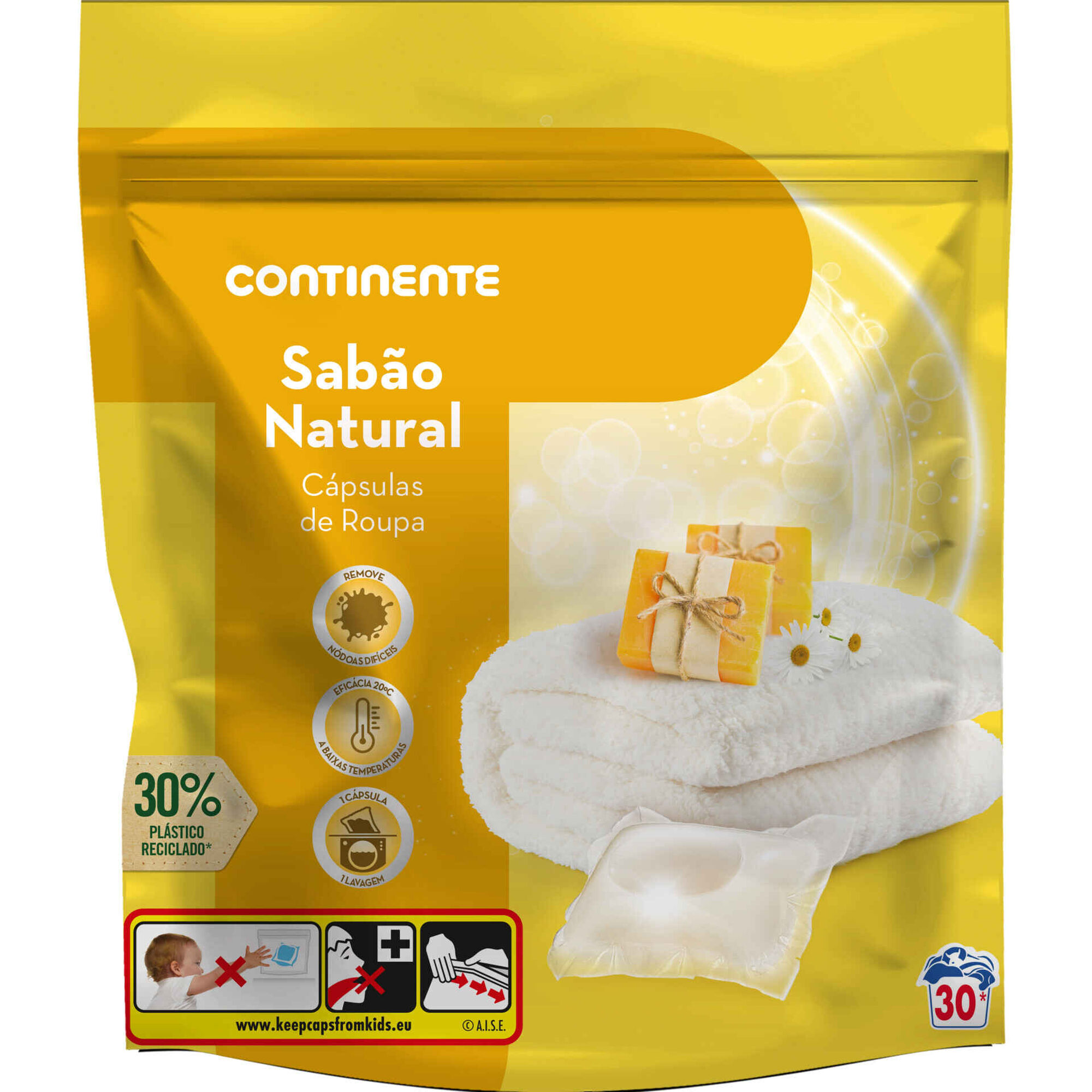 Detergente M&aacute;quina Roupa C&aacute;psulas Sab&atilde;o Natural Continente