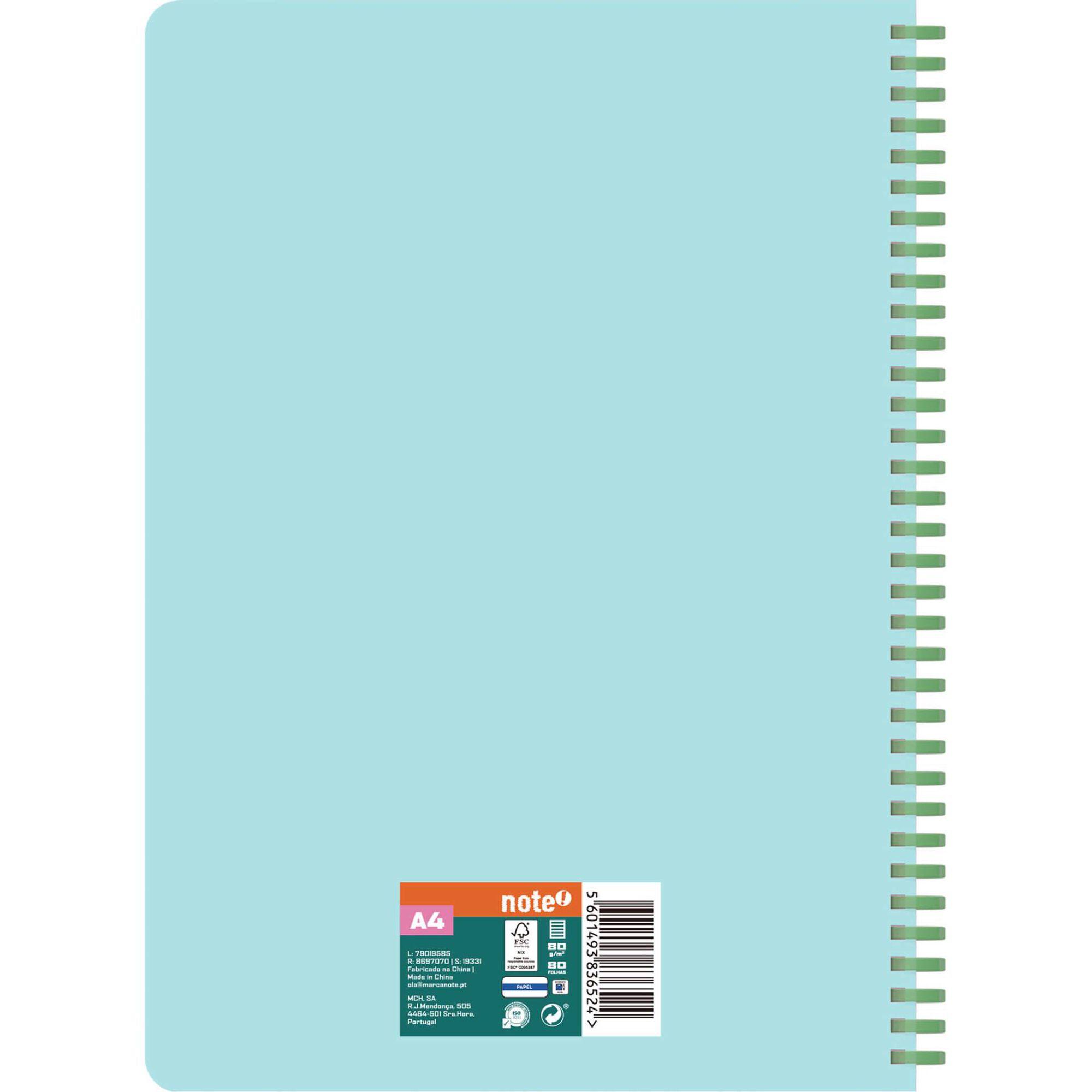 Caderno Espiral A4 80 Folhas Pautado (v&aacute;rias cores) Note!