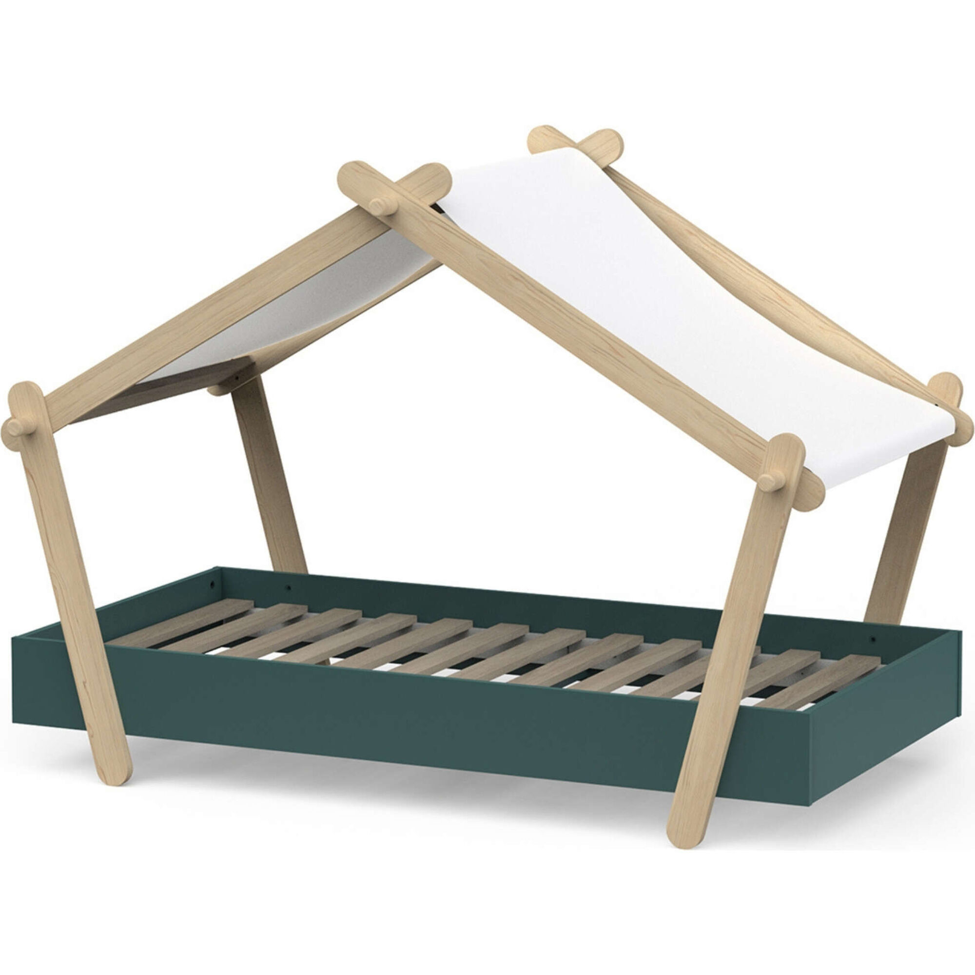 Cama Tenda 143,6x85,1x106,5cm Verde Ard&oacute;sia e Natural Lodge