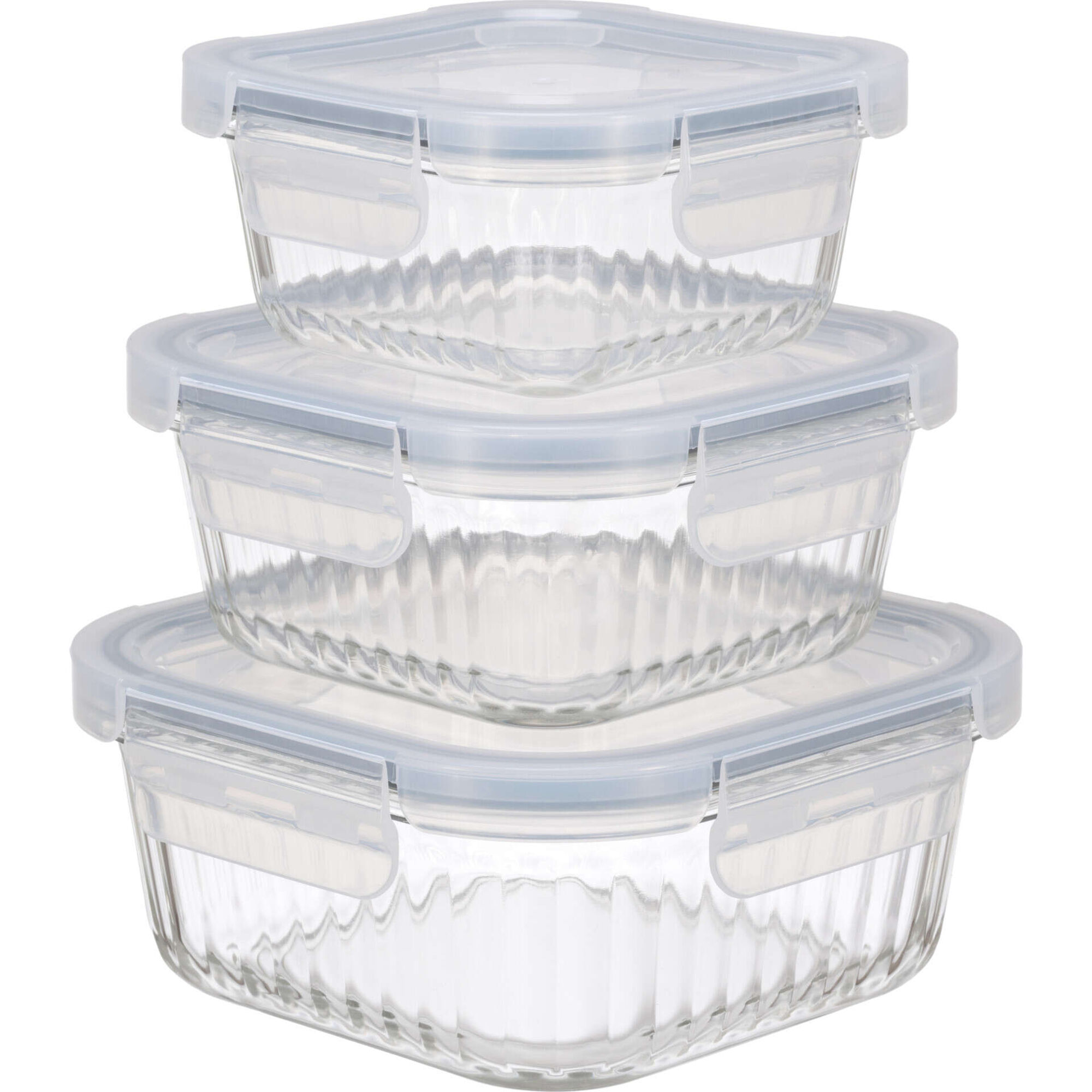 Conjunto de 3 Caixas Vidro 15,6x15,6cm Herméticas