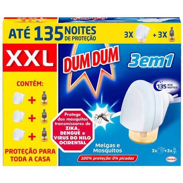 Inseticida Elétrico Melgas e Mosquitos Pack Triplo Dum Dum