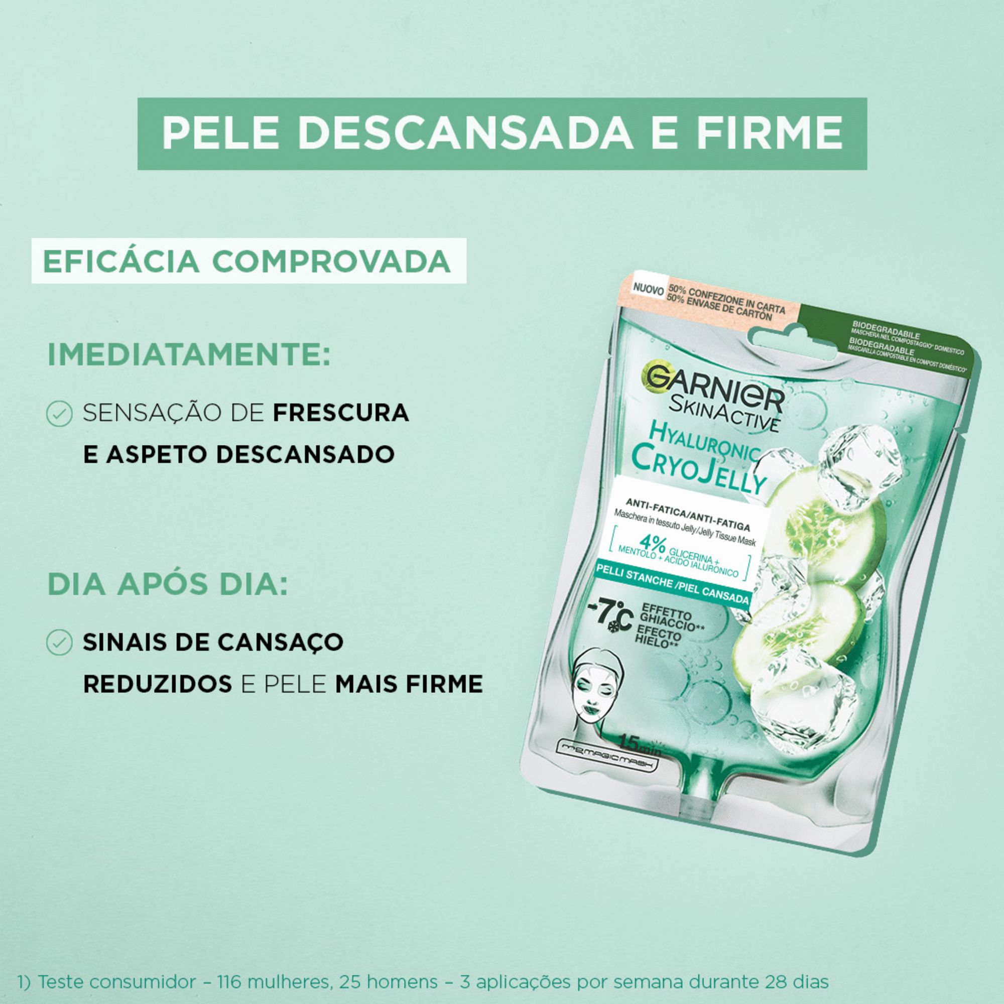 M&aacute;scara Facial Tecido CryoJelly Aloe Hialur&oacute;nico Pele Cansada Garnier Skin Active