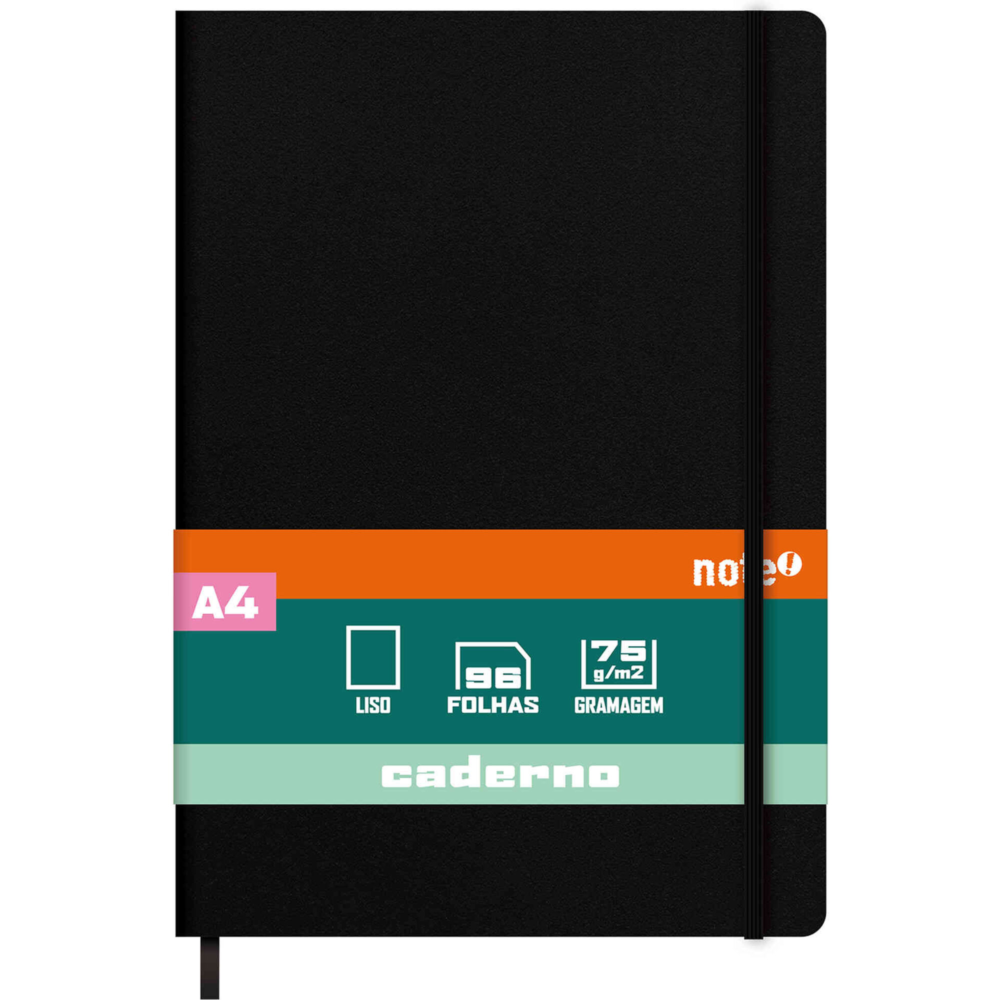 Caderno A4 Capa Dura com El&aacute;stico Liso Note!