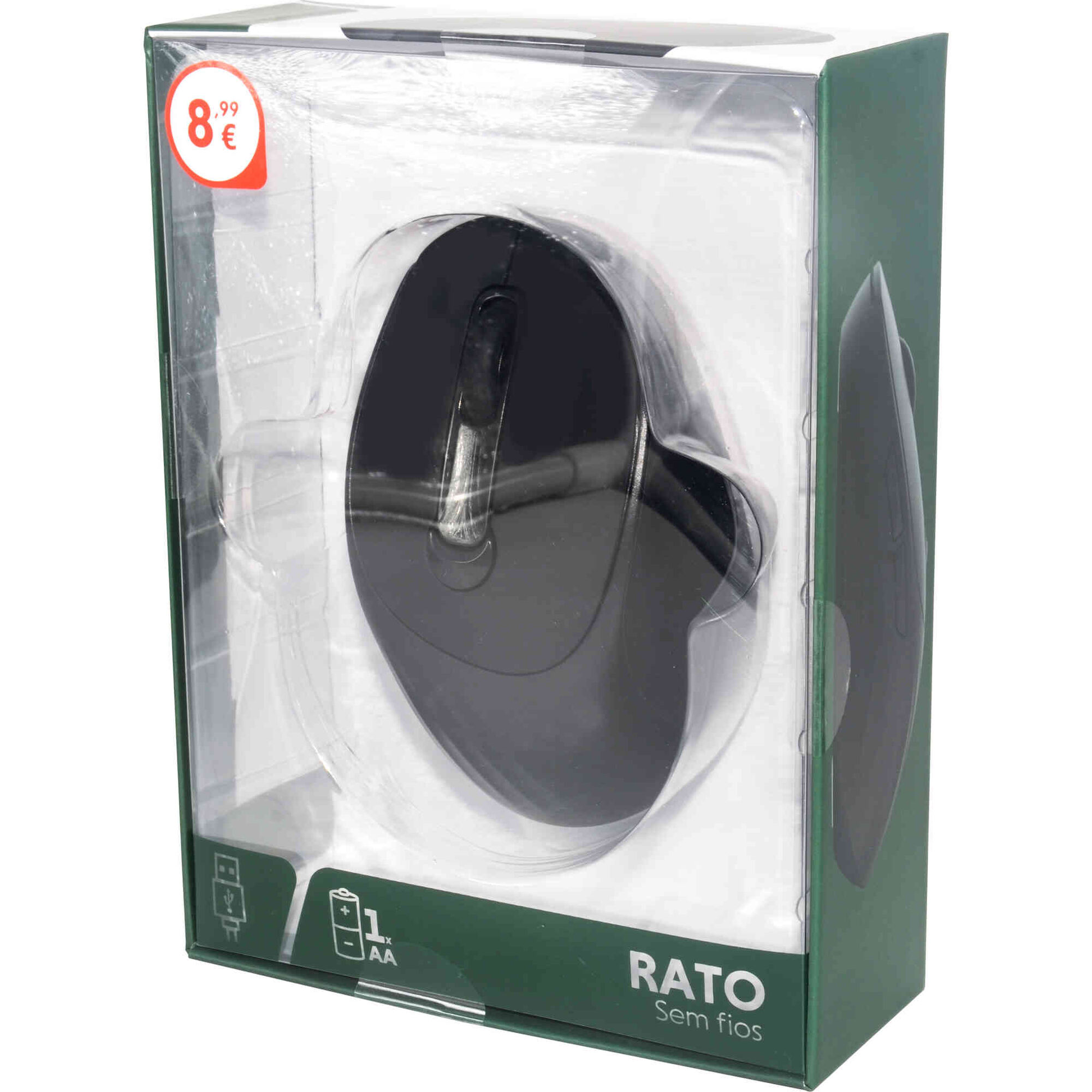 Rato com Carregamento USB Preto Bazar&atilde;o