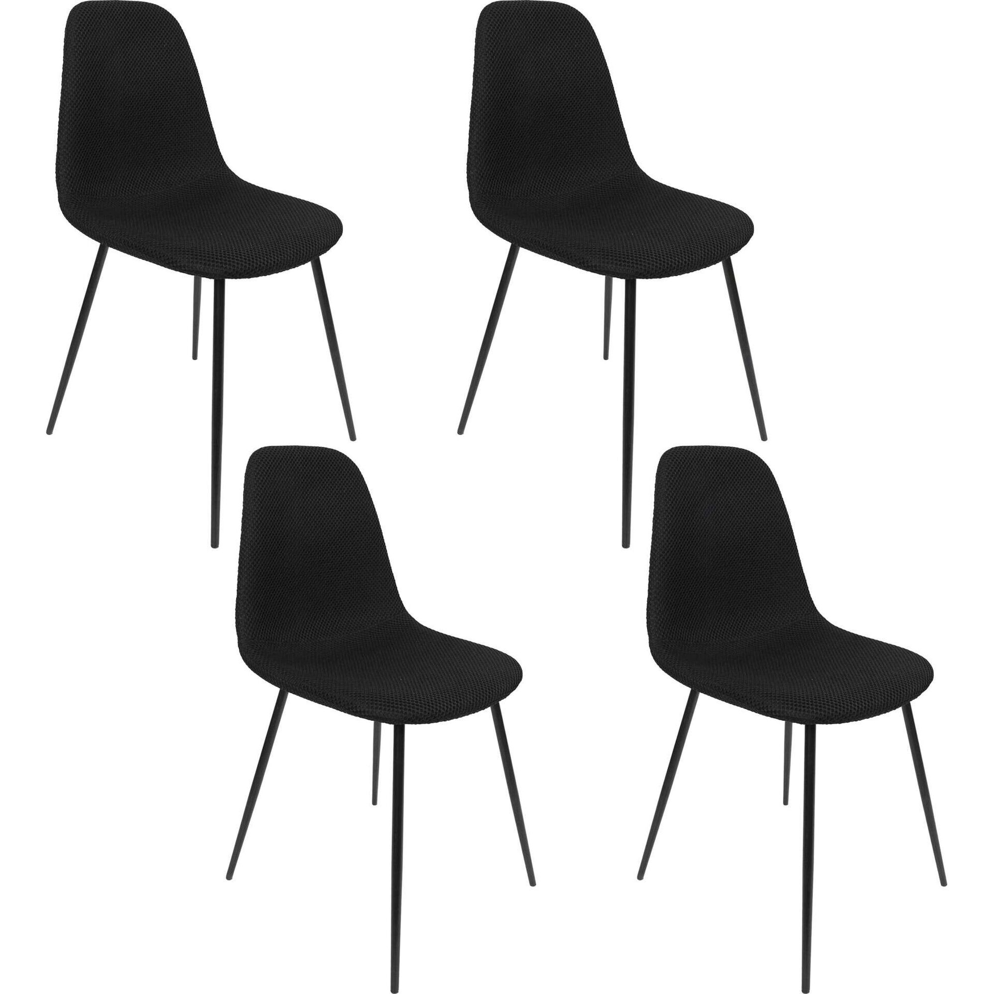 Conjunto de 4 Cadeiras Estofadas Preta Atom