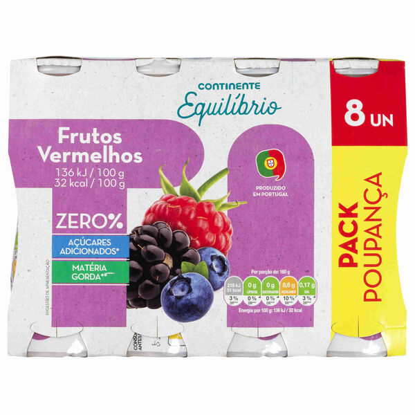 Iogurte Líquido Magro Frutos Vermelhos Pack Poupança Continente Equilíbrio