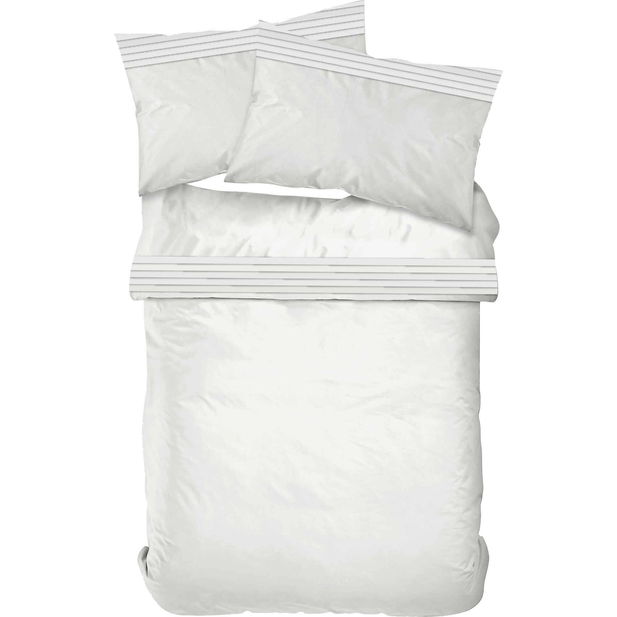 Conjunto Capa Edred&atilde;o Algod&atilde;o Percal Branco Nervuras
