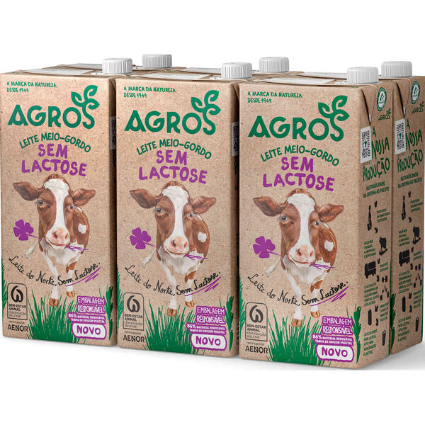 Leite Meio Gordo sem Lactose Agros
