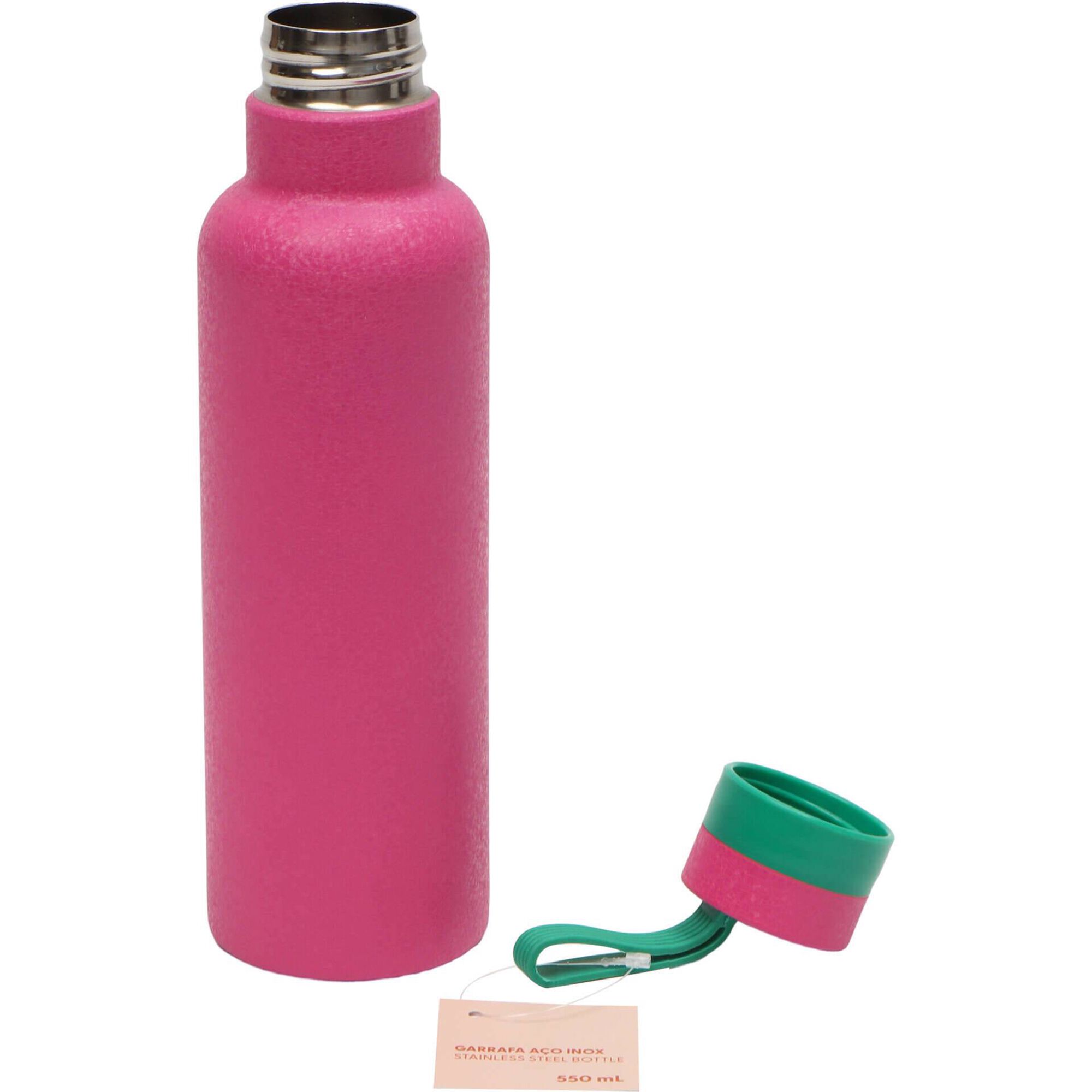 Garrafa A&ccedil;o Inoxid&aacute;vel 550ml Rosa Positive