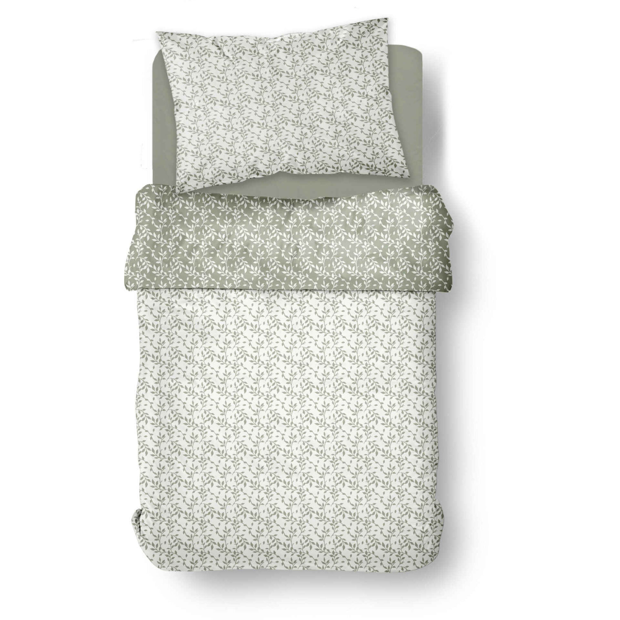 Conjunto Capa Edredão Acetinado Folhas