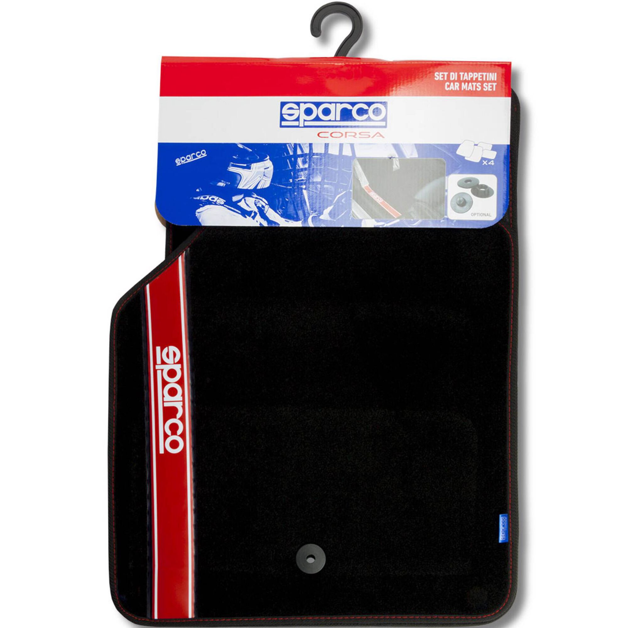 Conjunto 4 Tapetes Alcatifa Preto/Vermelho