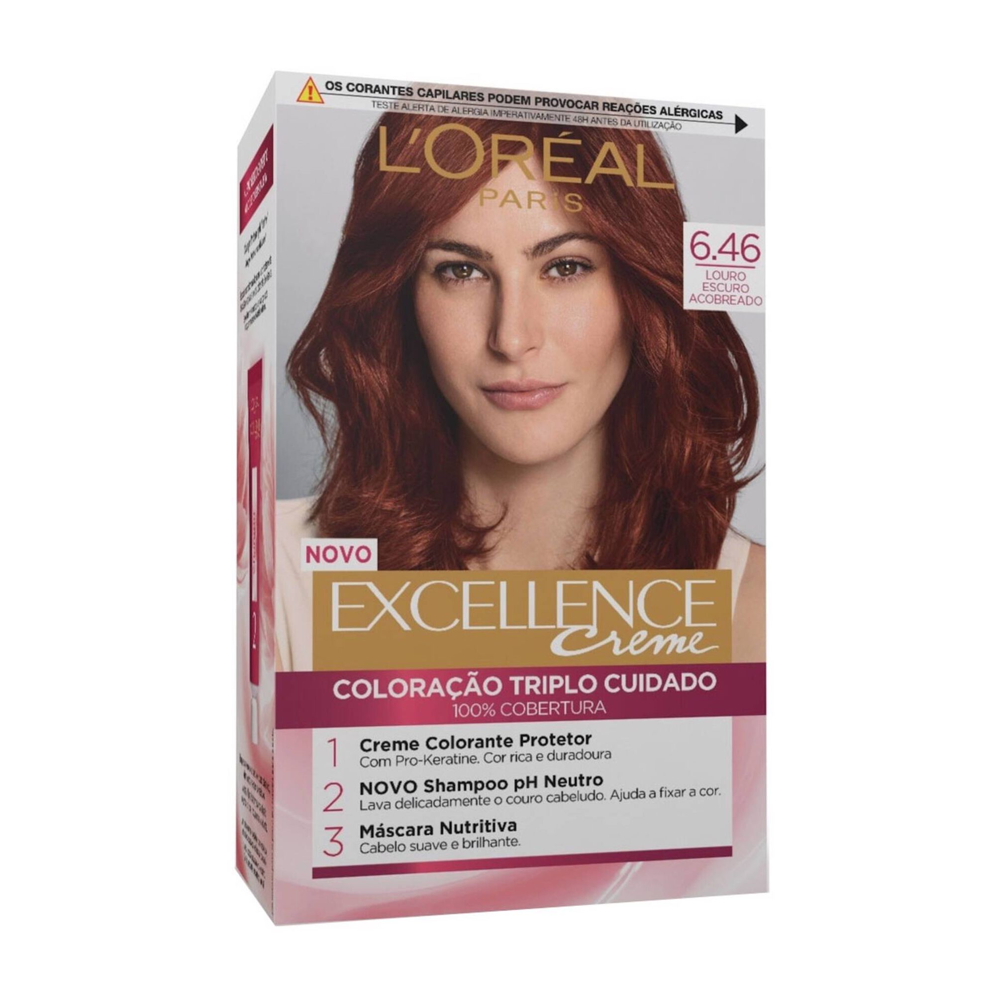 Coloração Permanente Excellence Creme Louro Escuro Acobreado 6.46