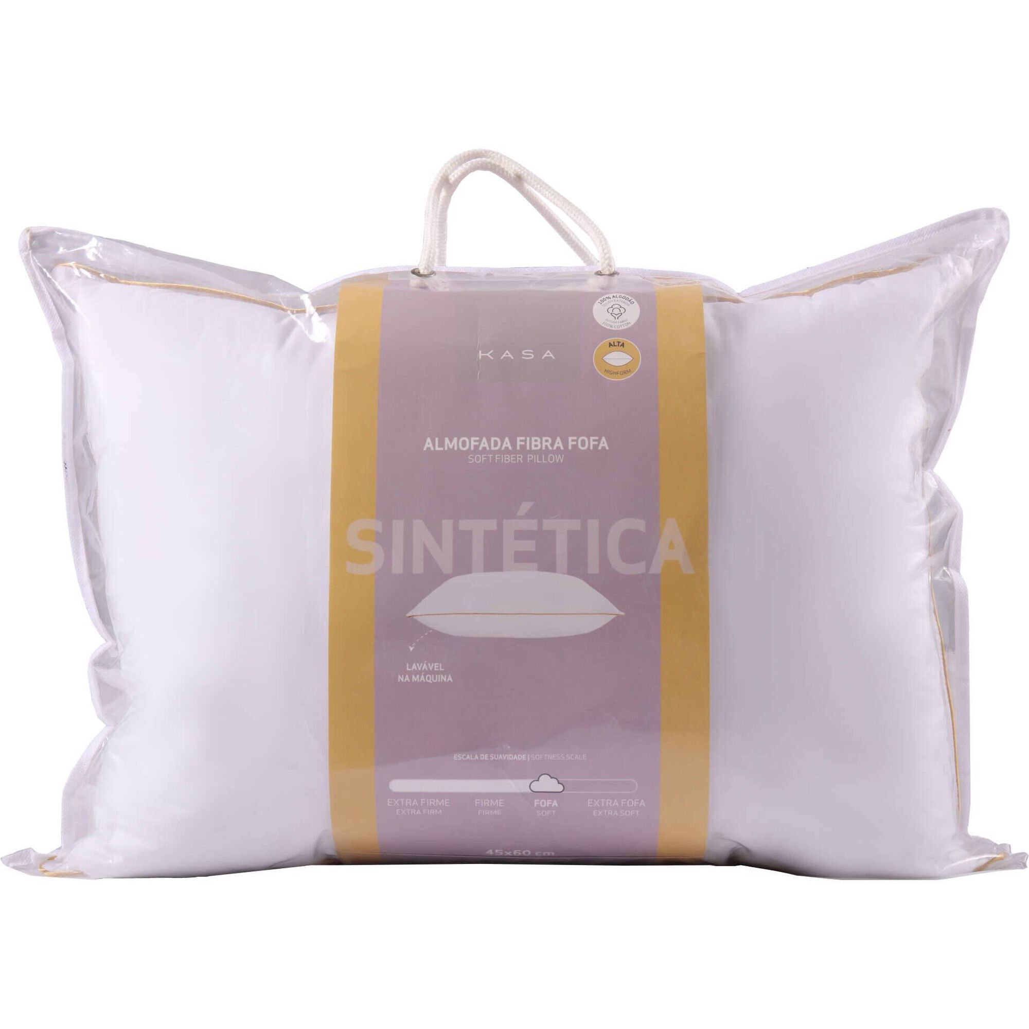 Almofada Fibra Alta Fofa 45x60cm Sintética