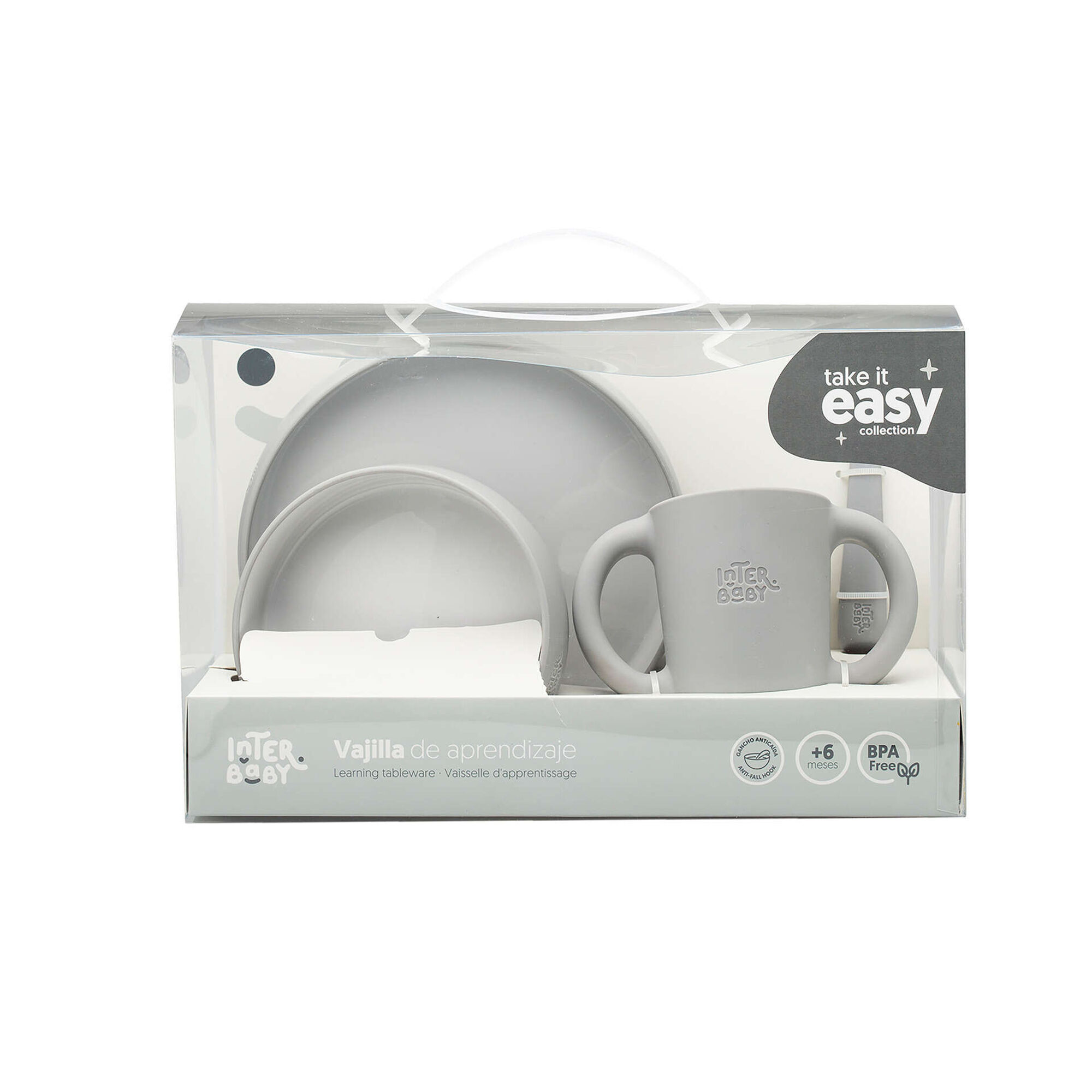 Conjunto Refei&ccedil;&atilde;o Silicone Cinza Interbaby