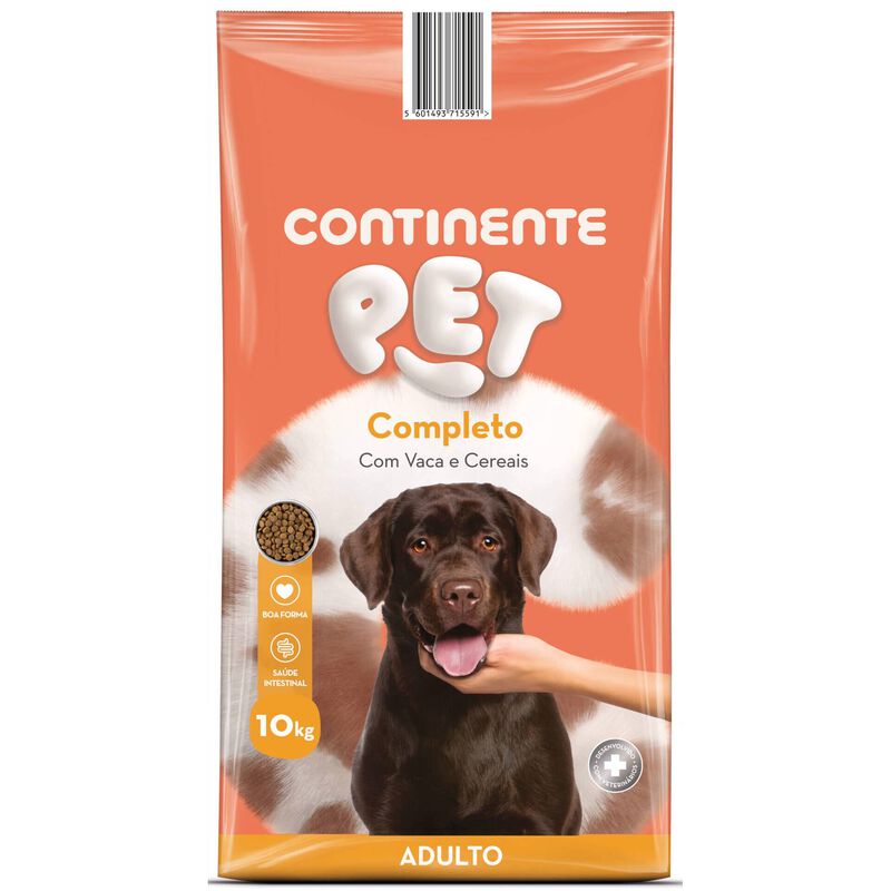 Ração para Cão Adulto Completo Croquetes Vaca e Cereais Continente Pet