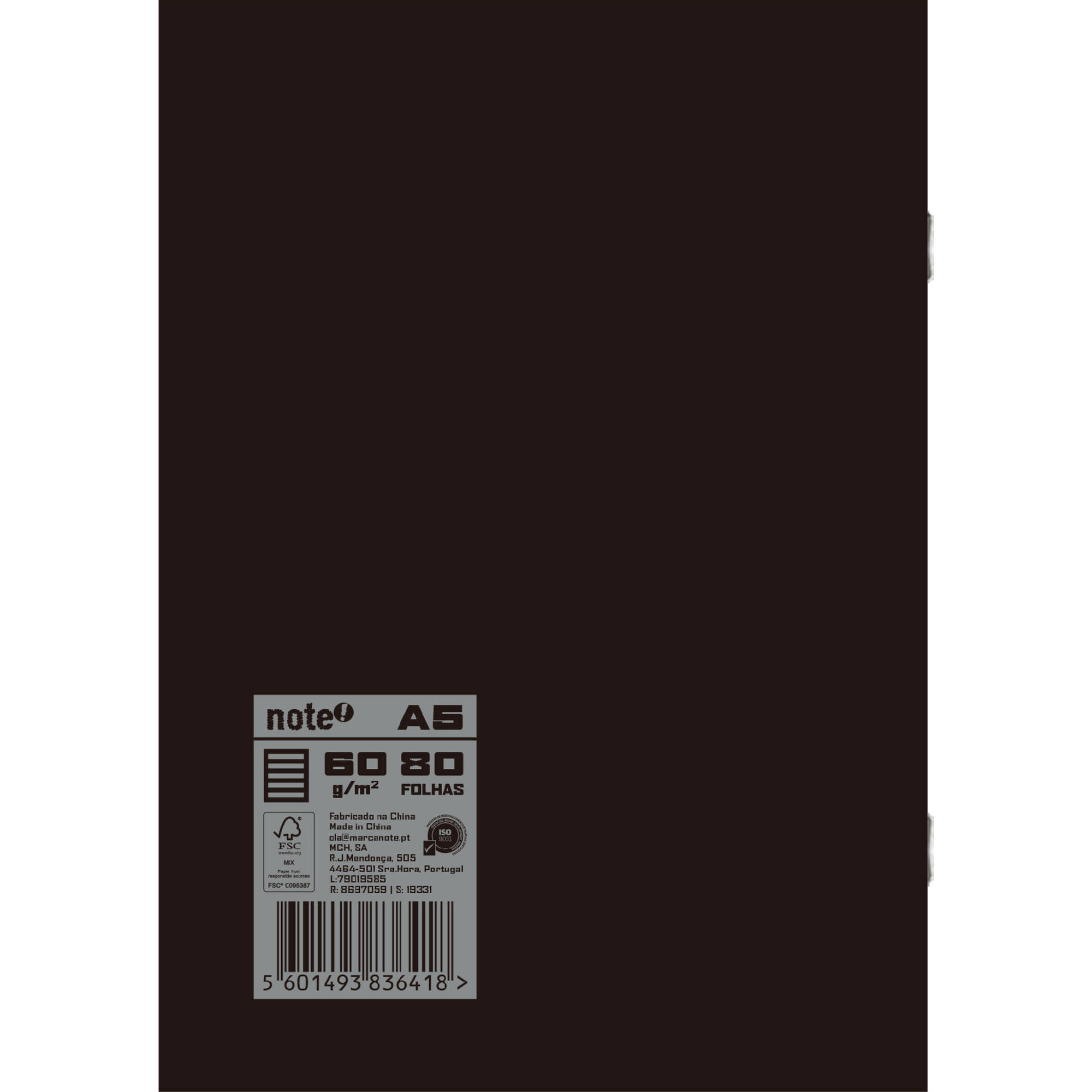 Caderno Agrafado Plastificado Pautado A5 Preto Note!