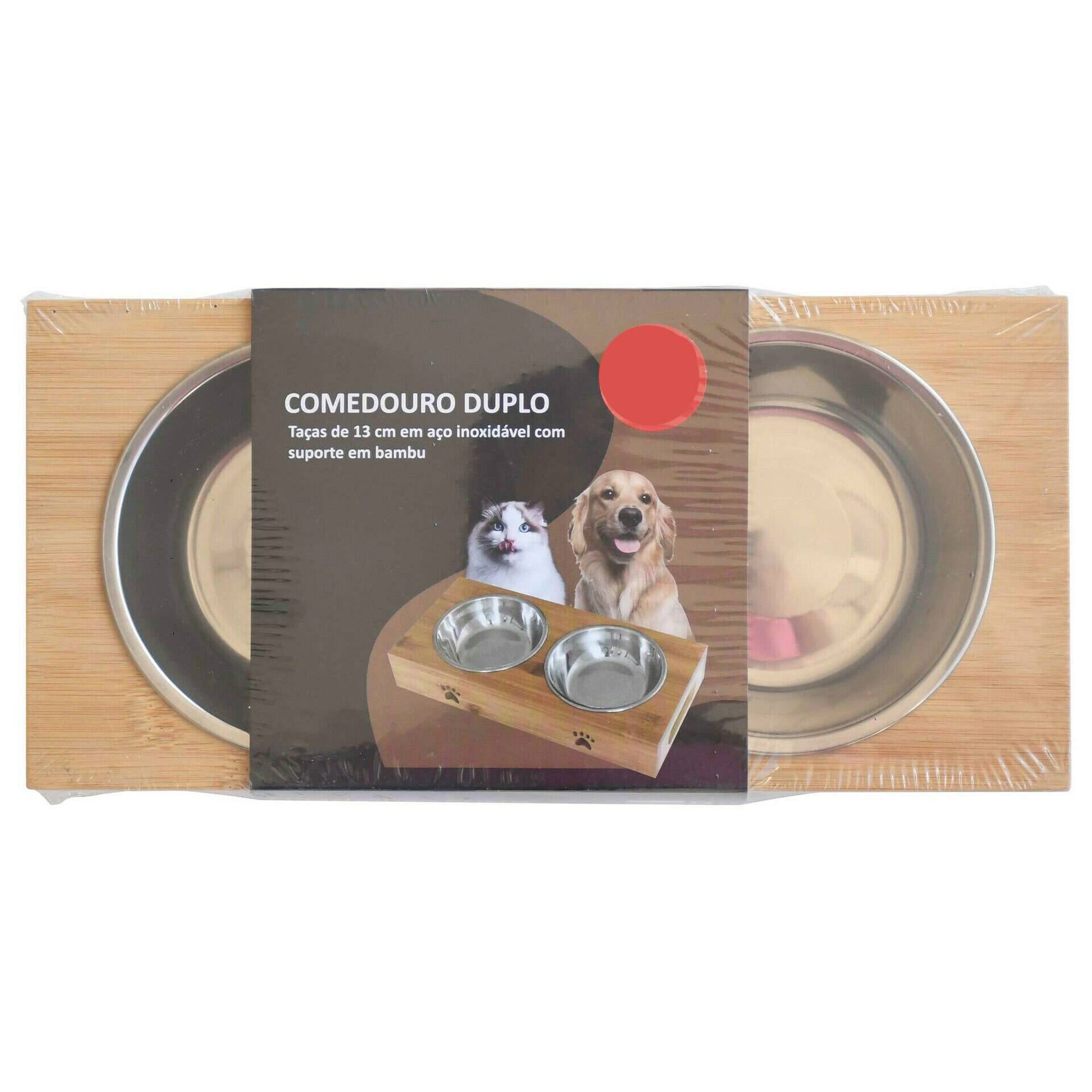 Comedouro Duplo Taças 13cm Aço Inoxidável Comedouro Duplo Taças 13cm Aço Inoxidável