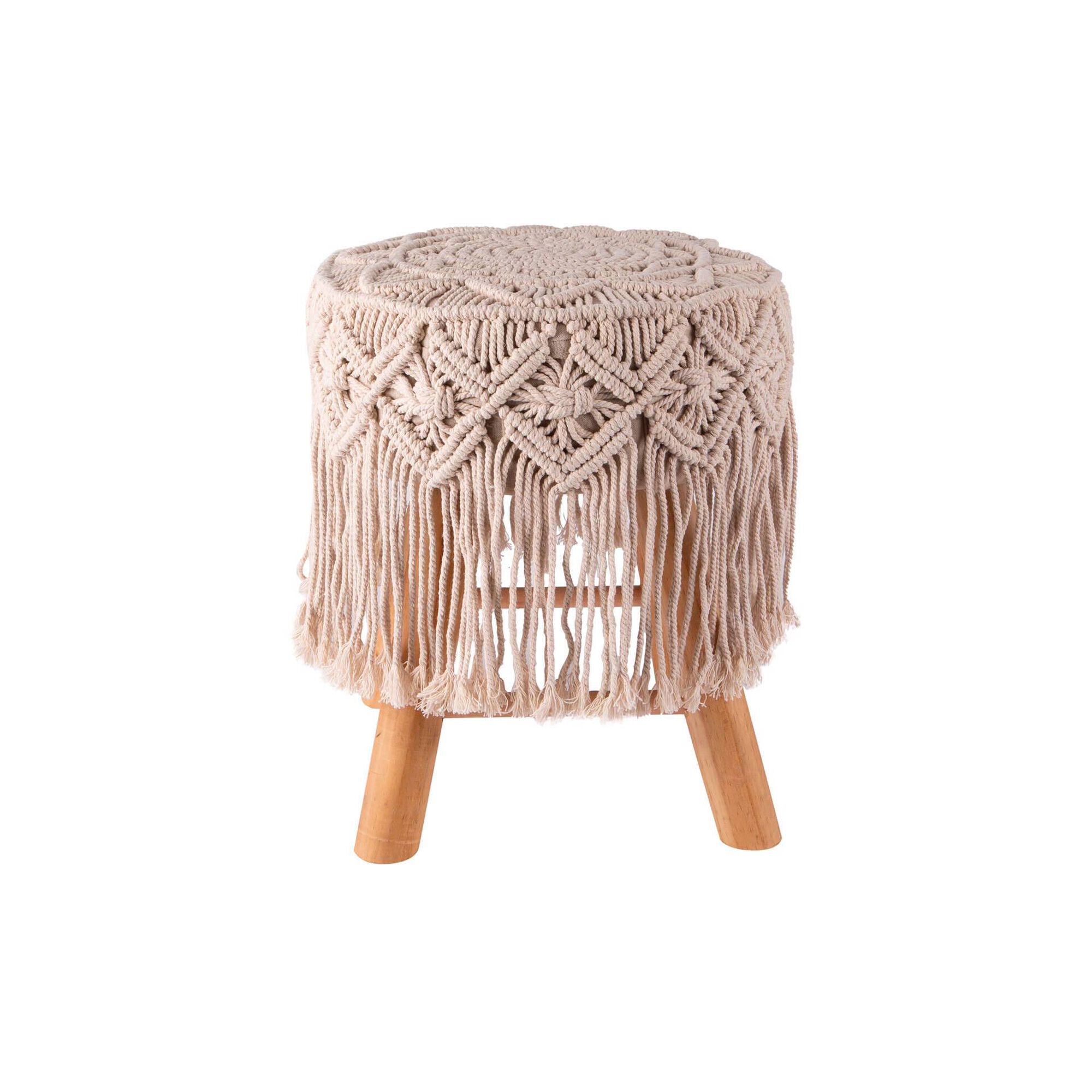 Repousa P&eacute;s Bege Macram&eacute; Kasa