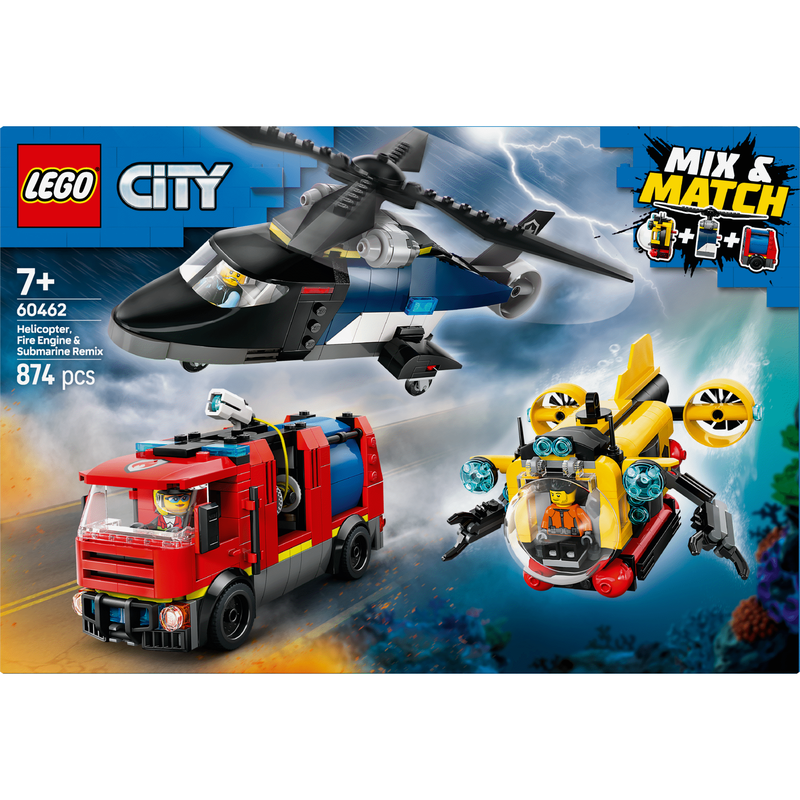 LEGO City - Combinação de Helicóptero, Camião dos Bombeiros e Submarino - 60462