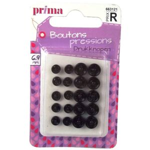 Botões Pressão 6/9mm Pretos Prima
