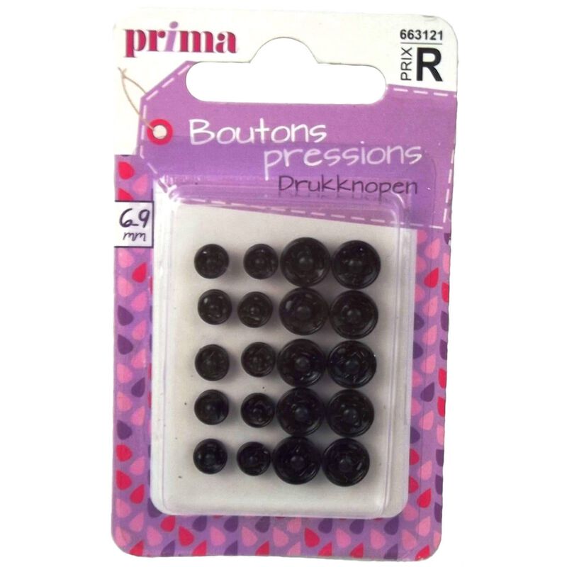 Botões Pressão 6/9mm Pretos Prima