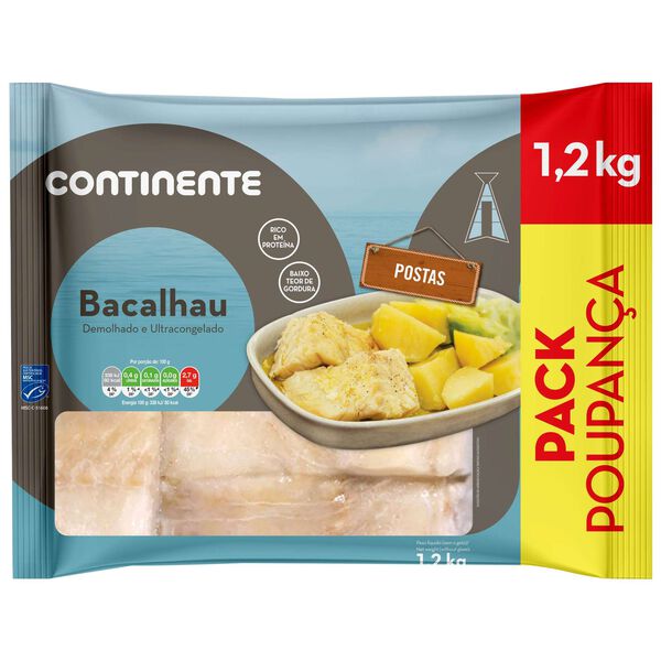 Postas de Bacalhau MSC Demolhado Ultracongelado Pack Poupança Continente