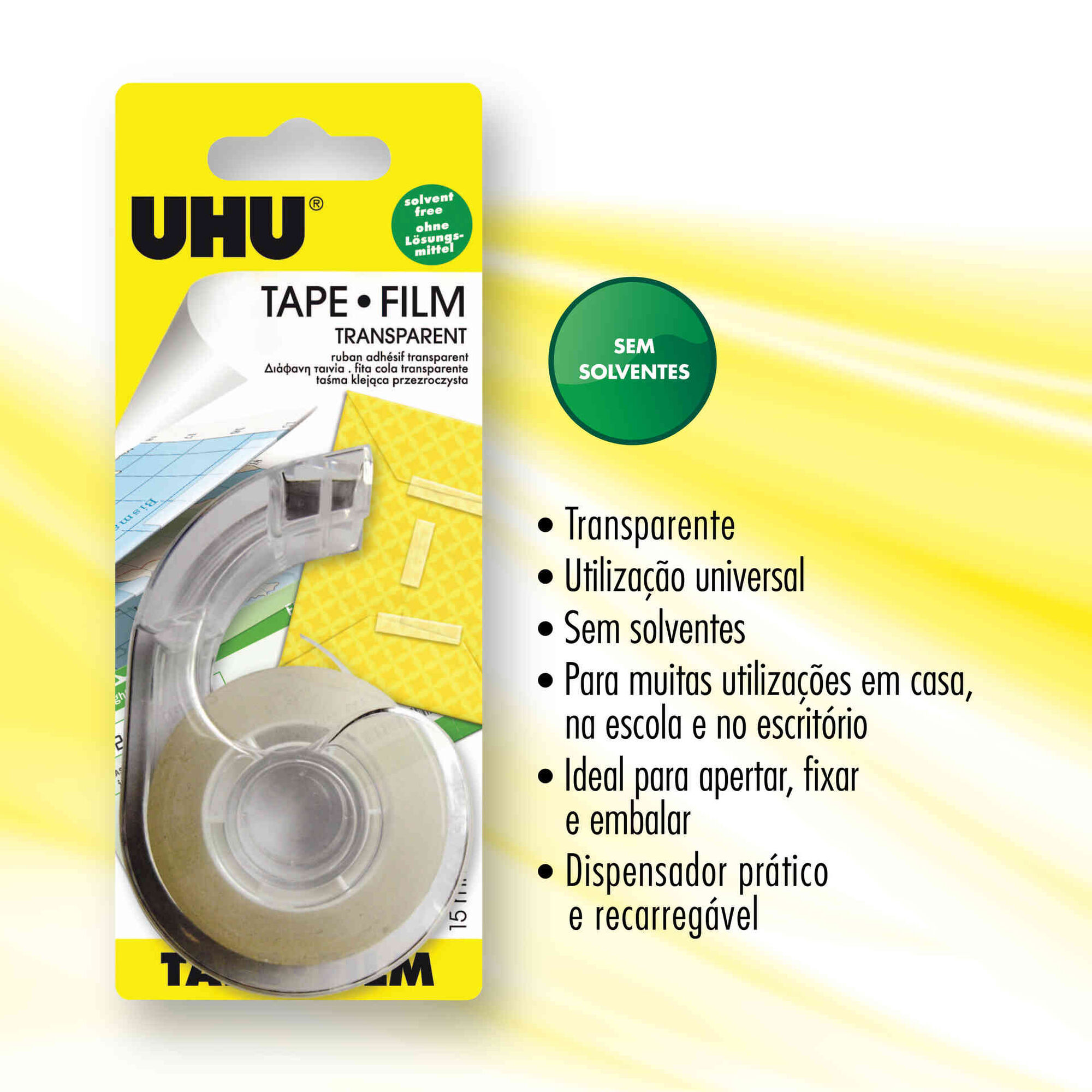 Dispensador Fita Cola Transparente 33m x 15mm