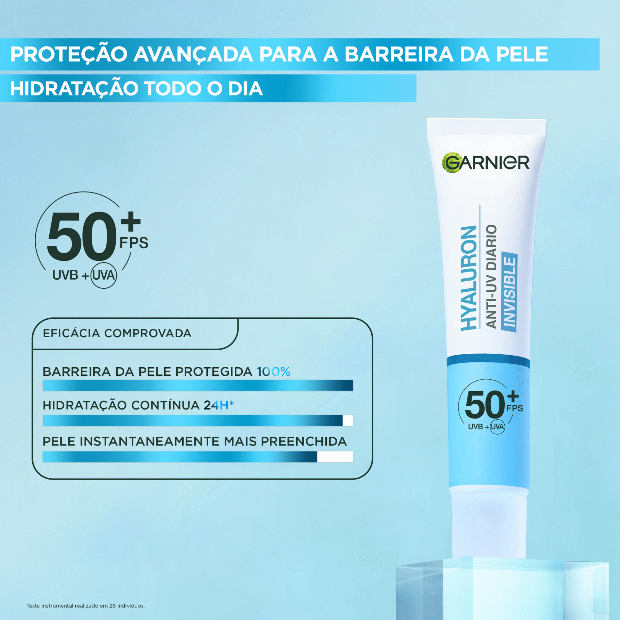 Creme de Dia Hyaluron Anti-UV Di&aacute;rio Invisible FPS 50+ Garnier, , hi-res