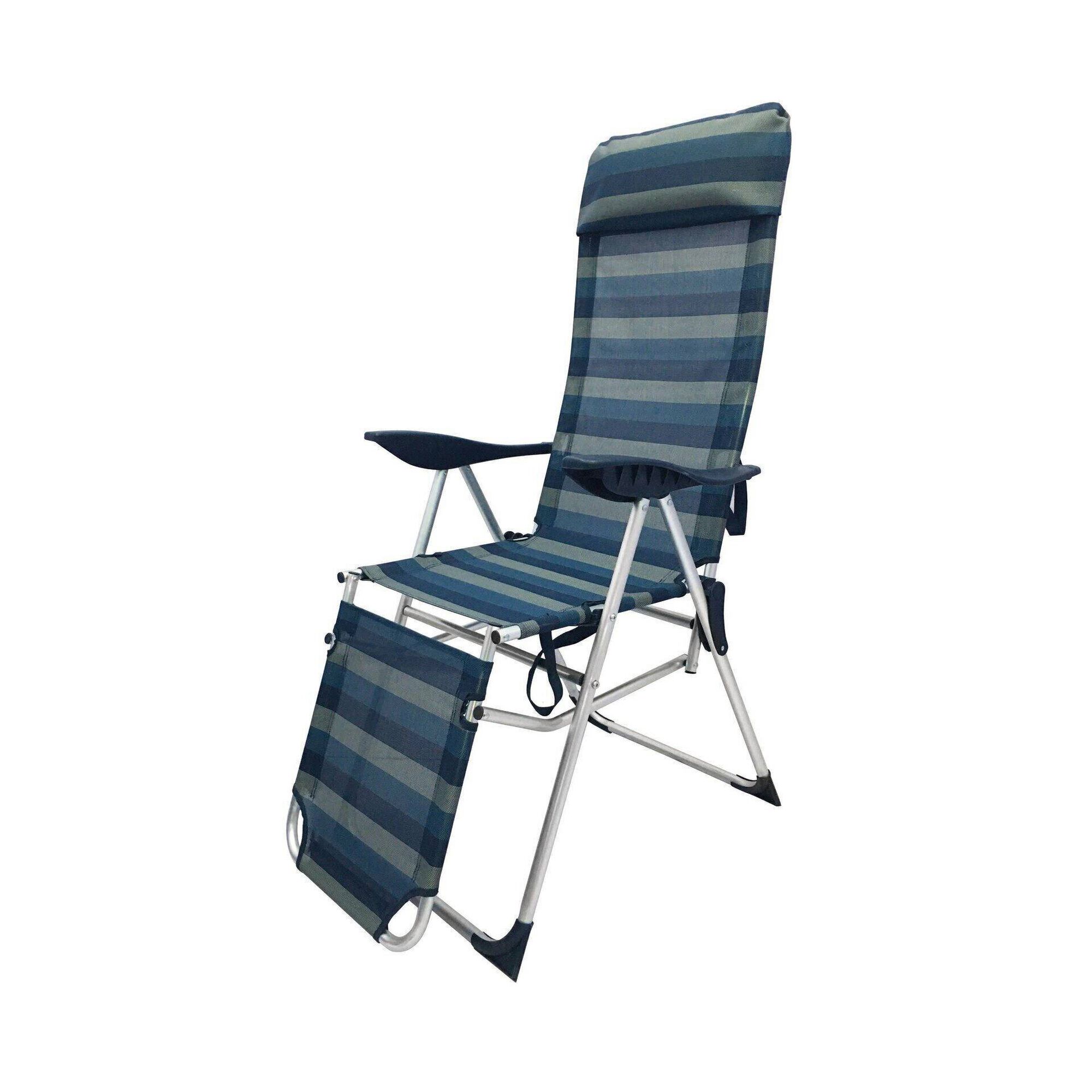Cadeira Dobrável Multiposições Azul e Branco Cadeira Dobrável Multiposições Azul e Branco