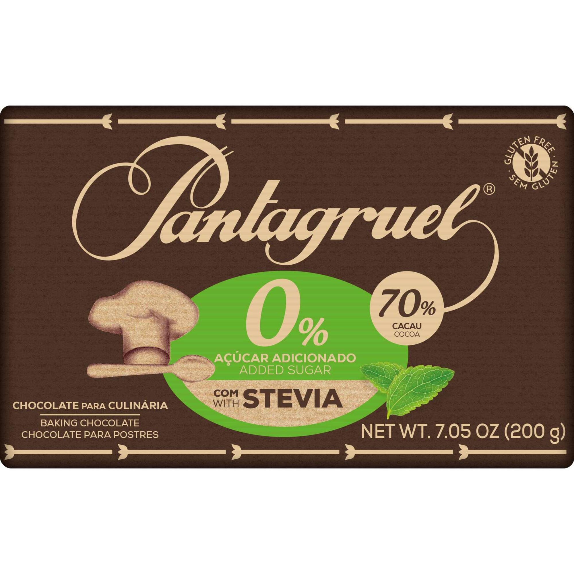 Tablete de Chocolate Culinária com Stévia sem Glúten
