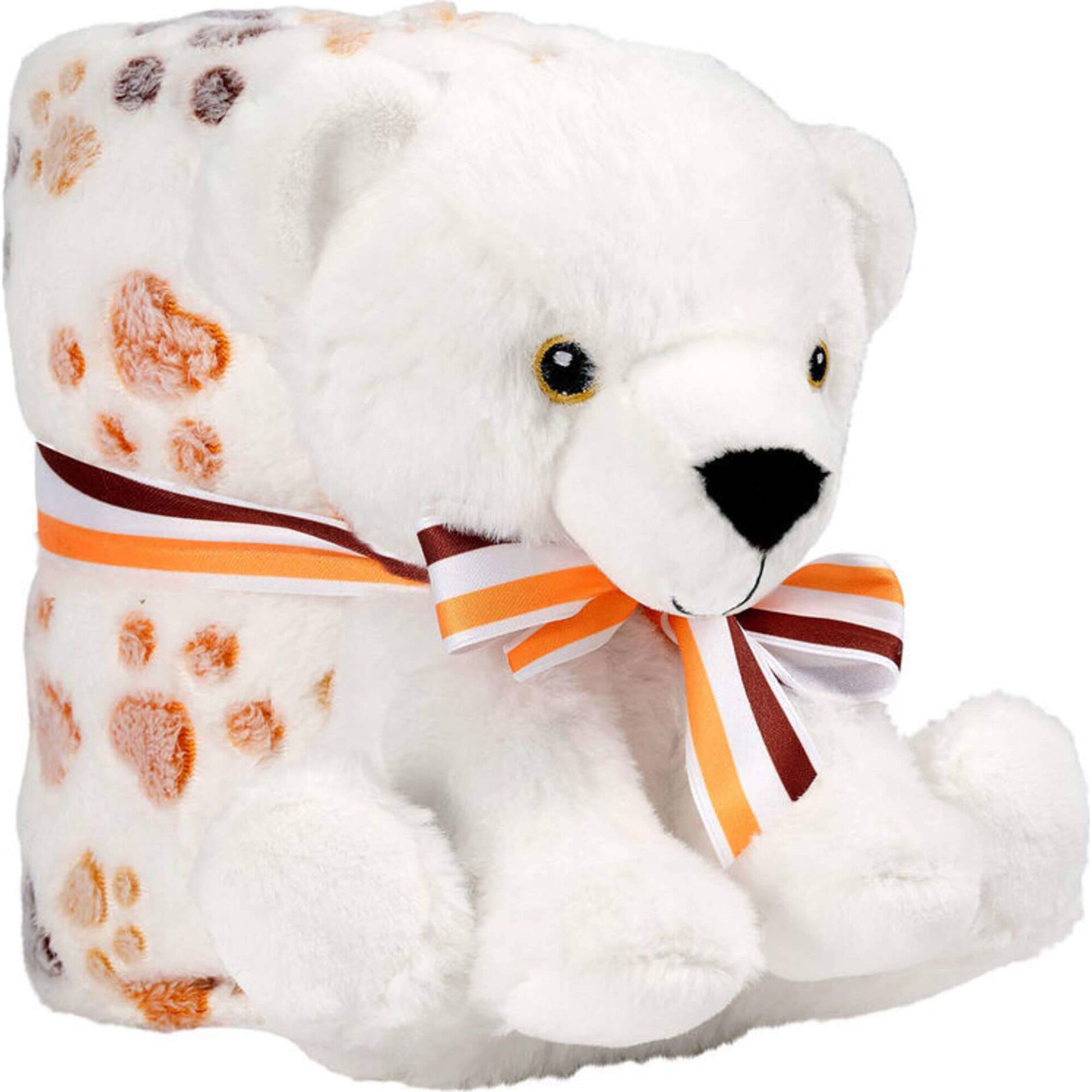 Manta 80X120cm com Peluche Ursinho Branco