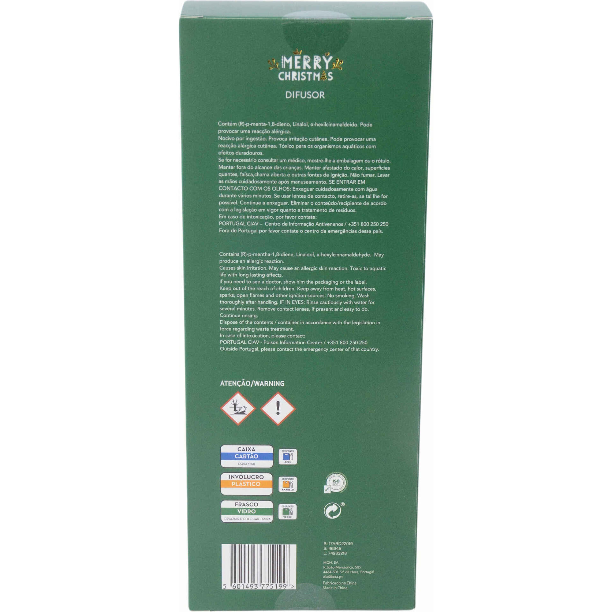 Difusor Verde 150ml com Azevinho