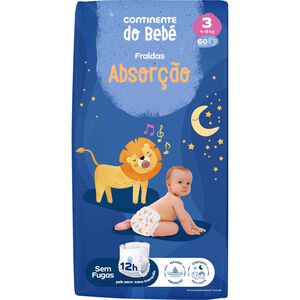 Fraldas Absorção 4-9kg T3 Continente do Bebé