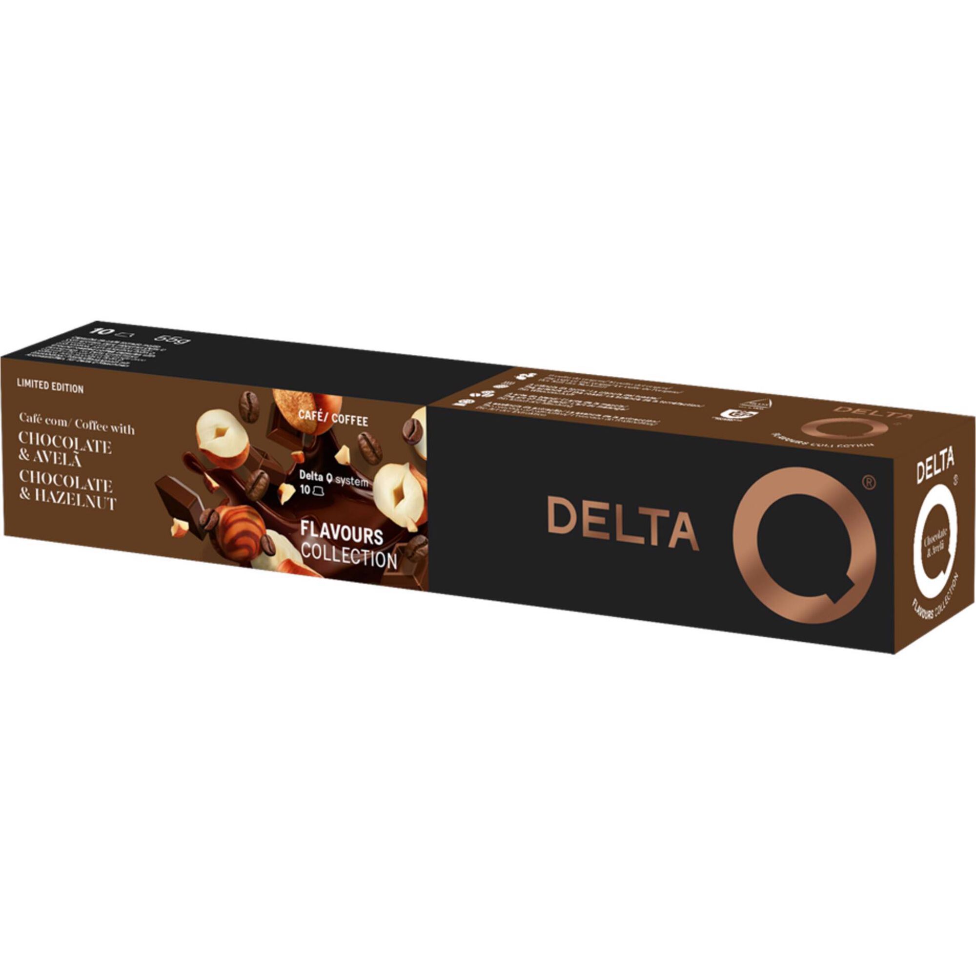 C&aacute;psulas de Caf&eacute; com Chocolate e Avel&atilde; Delta Q