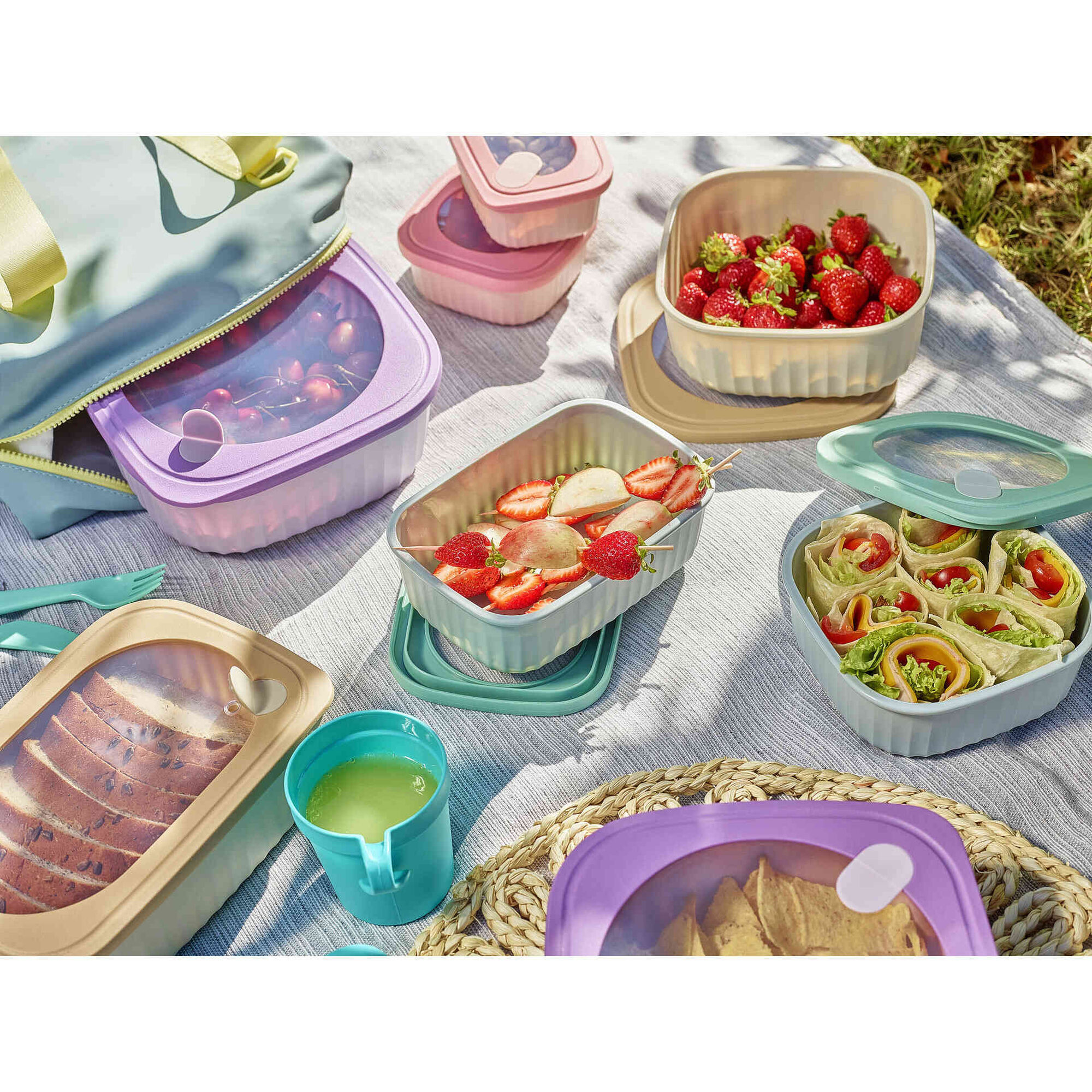 Conjunto 4 Caixas Herm&eacute;ticas Quadradas Colors