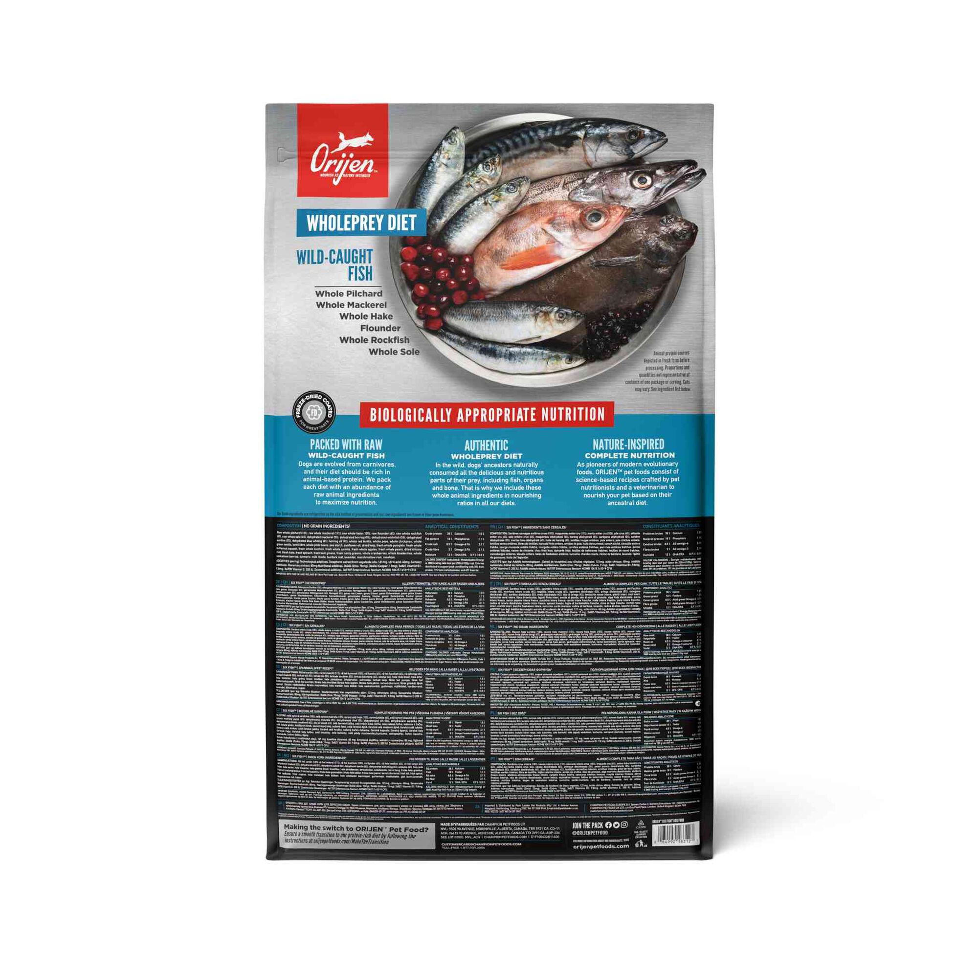 Ra&ccedil;&atilde;o para C&atilde;o Adulto Six Fish Orijen