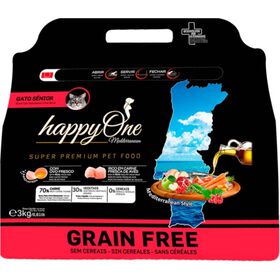 Ra&ccedil;&atilde;o para Gato S&eacute;nior Esterilizado Grain Free happyOne Mediterraneum