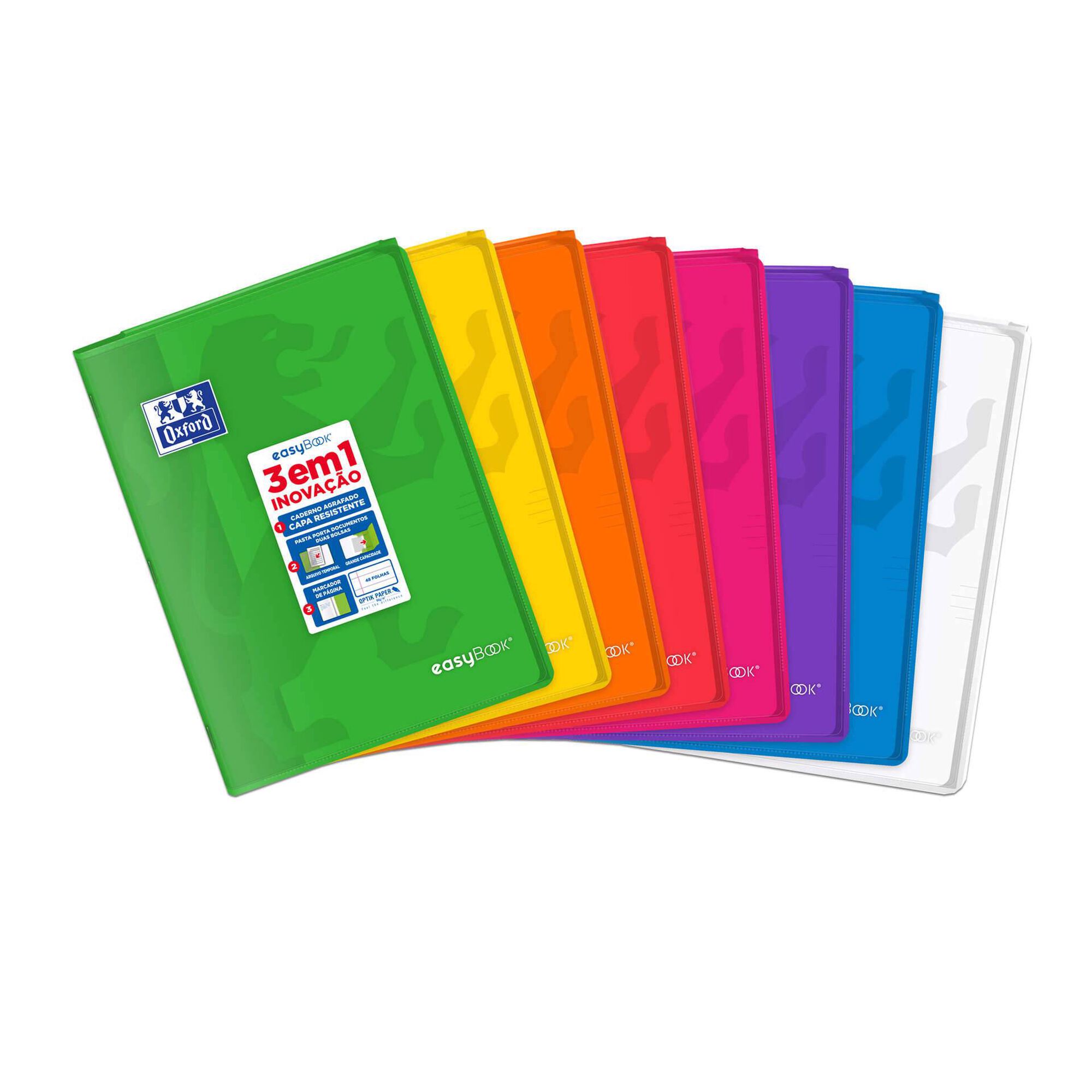 Caderno Agrafado A4 Pautado com Marcador de Página (várias cores)