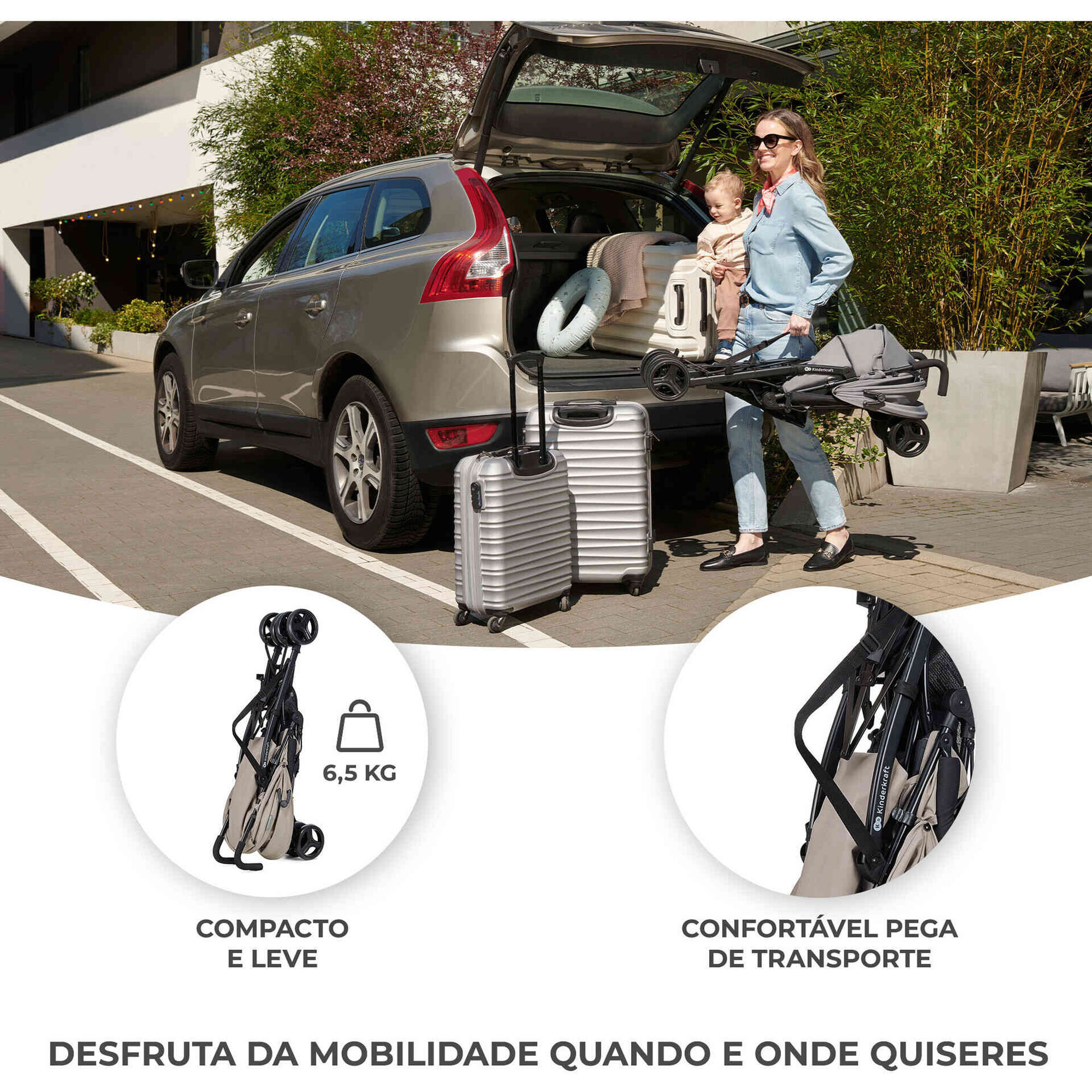 Carrinho de Passeio Bege Tik Kinderkraft