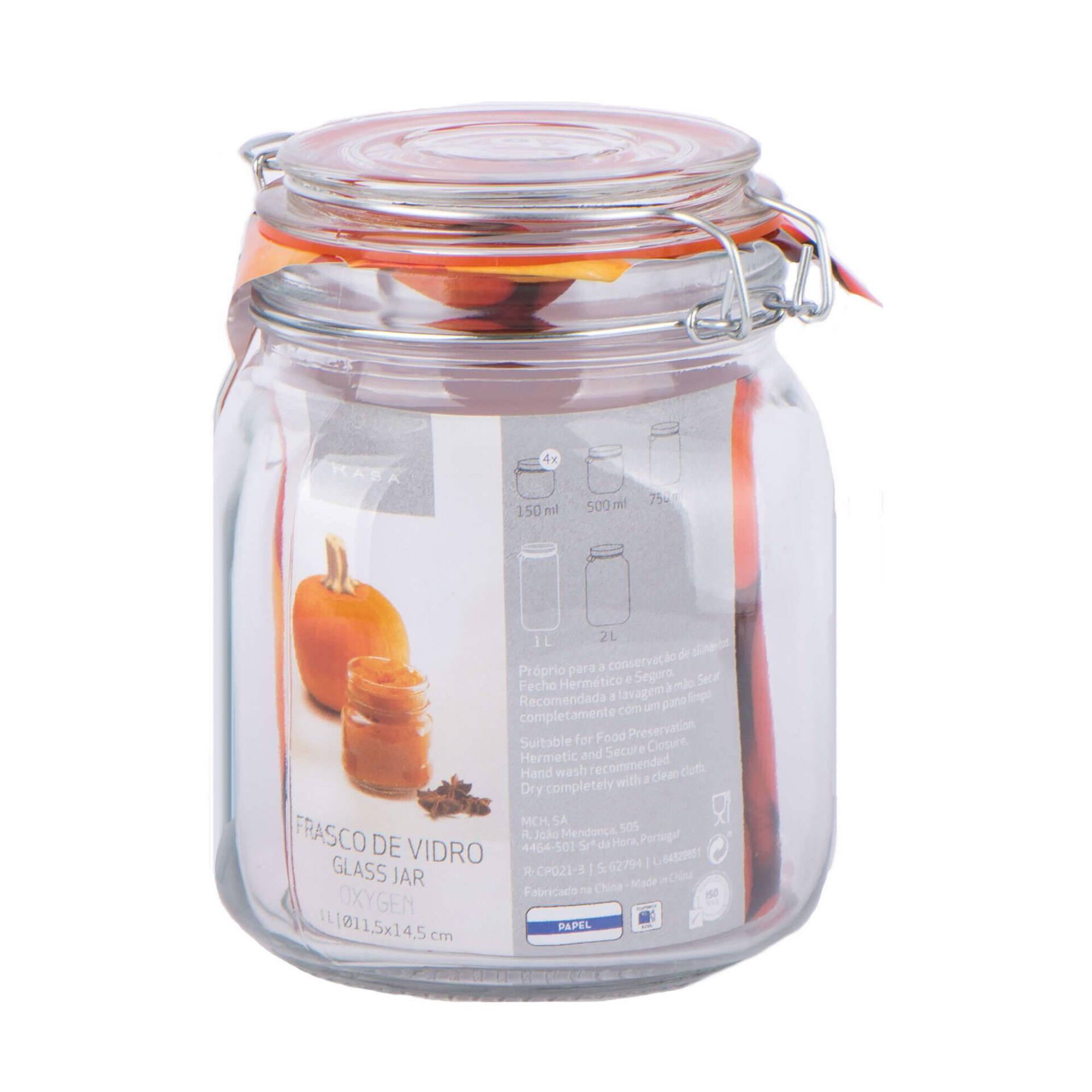 Frasco Transparente 1L Oxygen Kasa