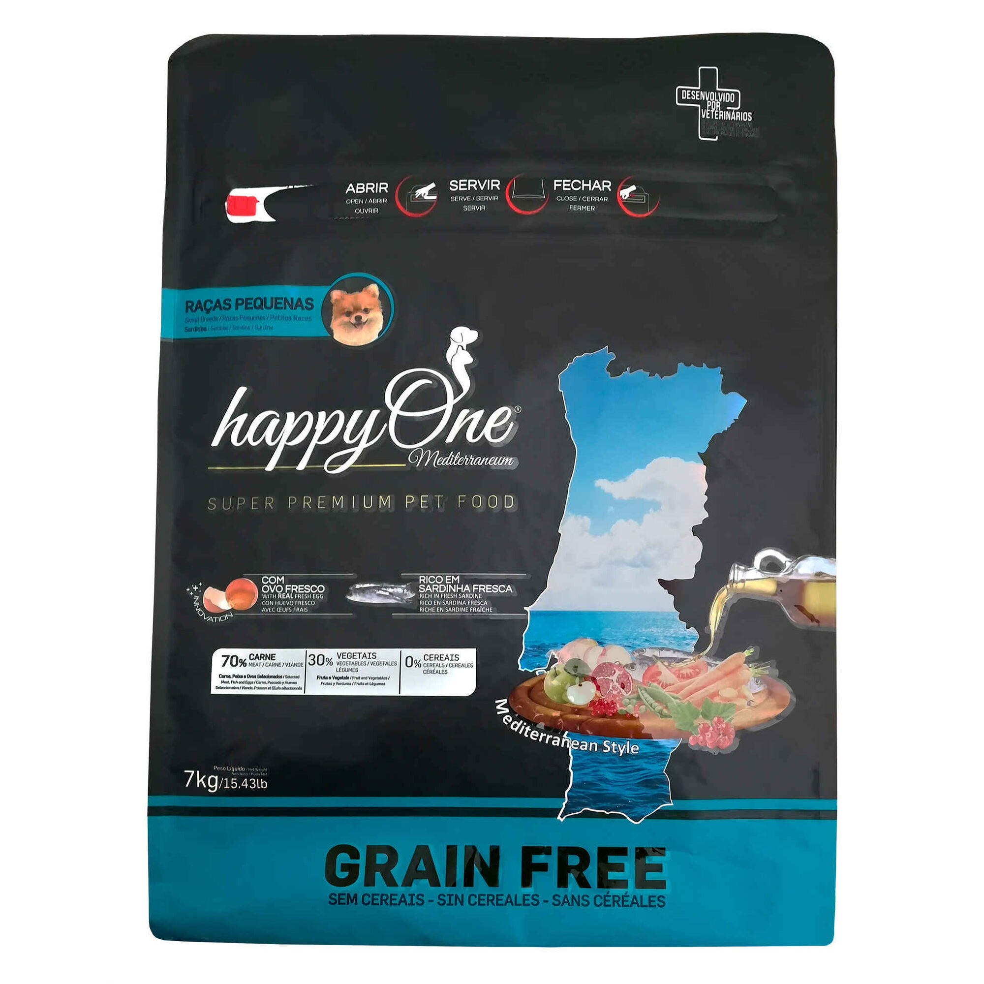 Ra&ccedil;&atilde;o para C&atilde;o Adulto Sardinha happyOne Mediterraneum