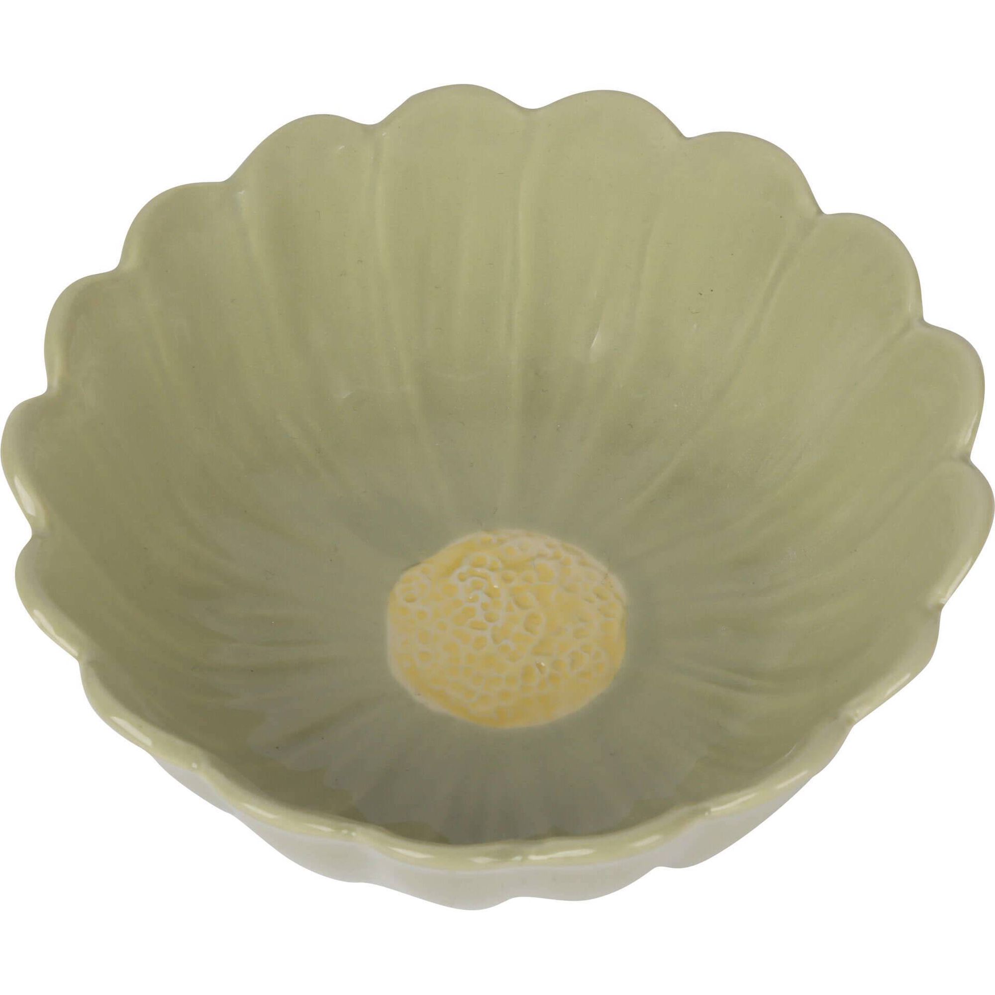 Ta&ccedil;a Cer&acirc;mica 15cm Flor Verde Kasa