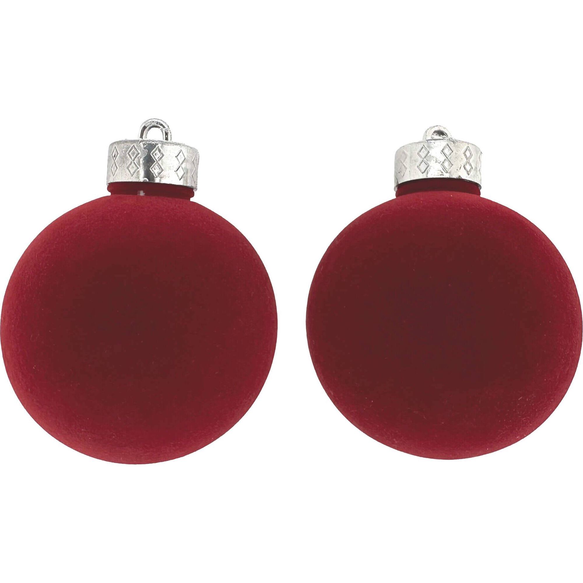 Conjunto 2 Bolas Veludo Liso Vermelhas