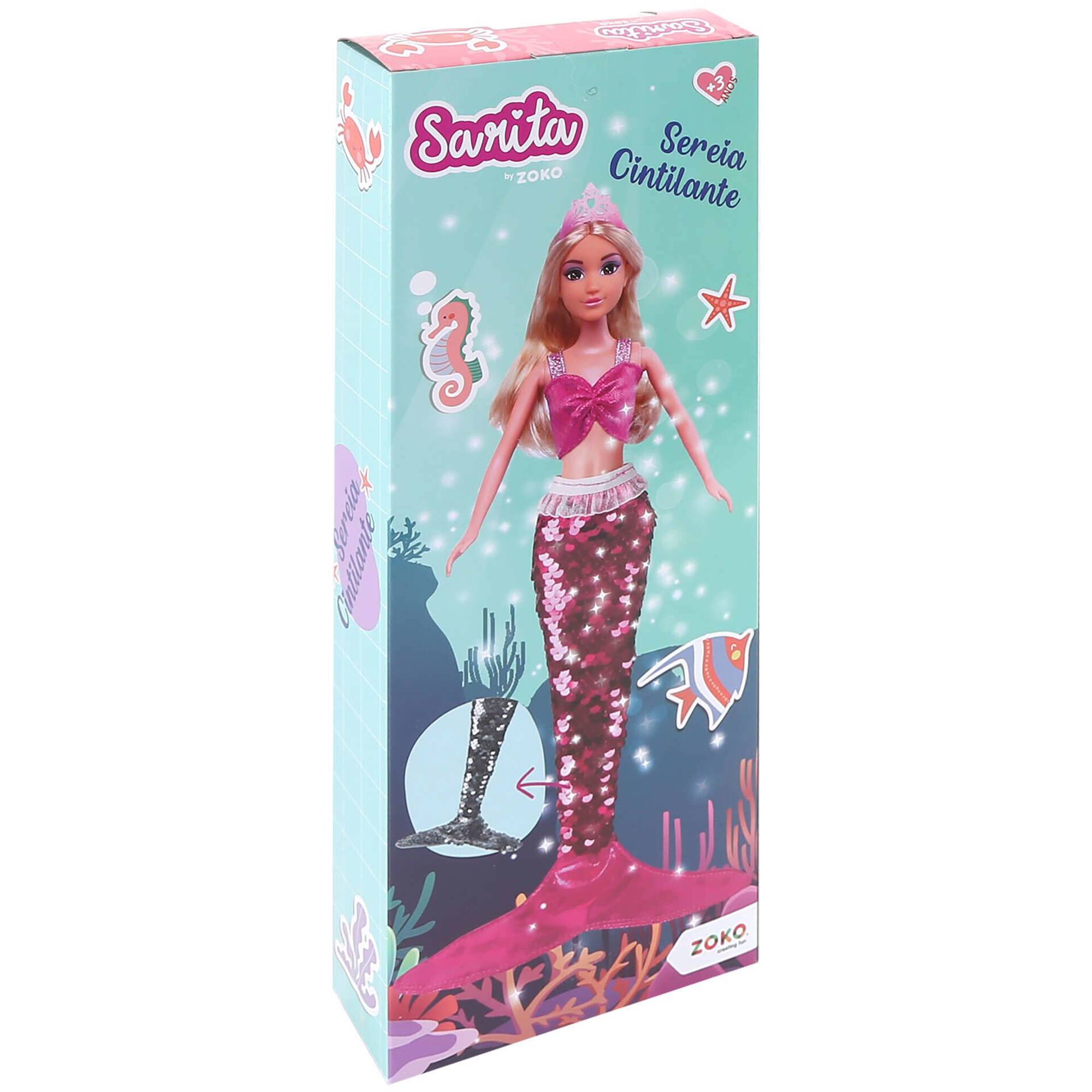 Zoko Sarita - Boneca Sereia Cauda Cintilante