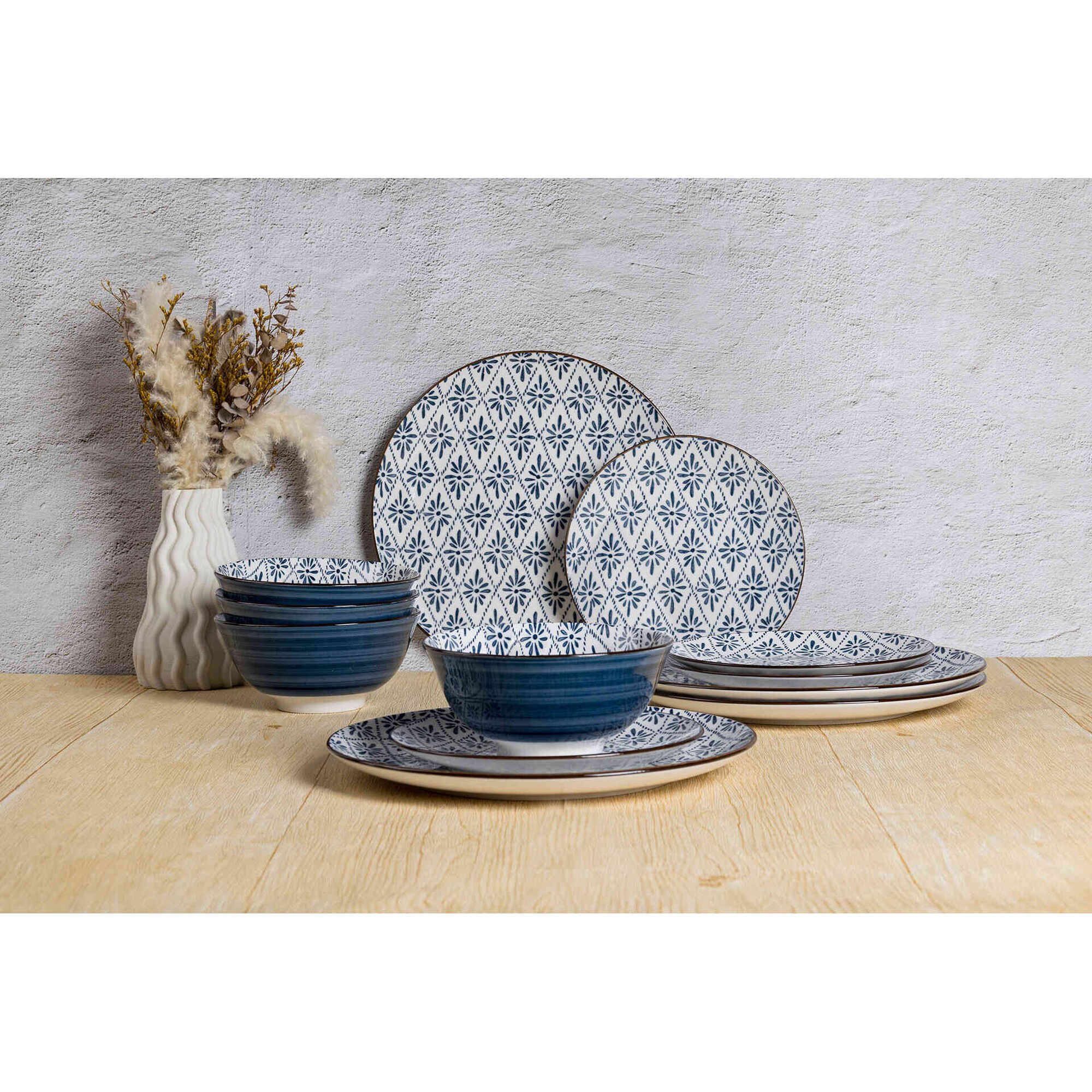 Servi&ccedil;o 4 Pessoas Porcelana Azul Kasa